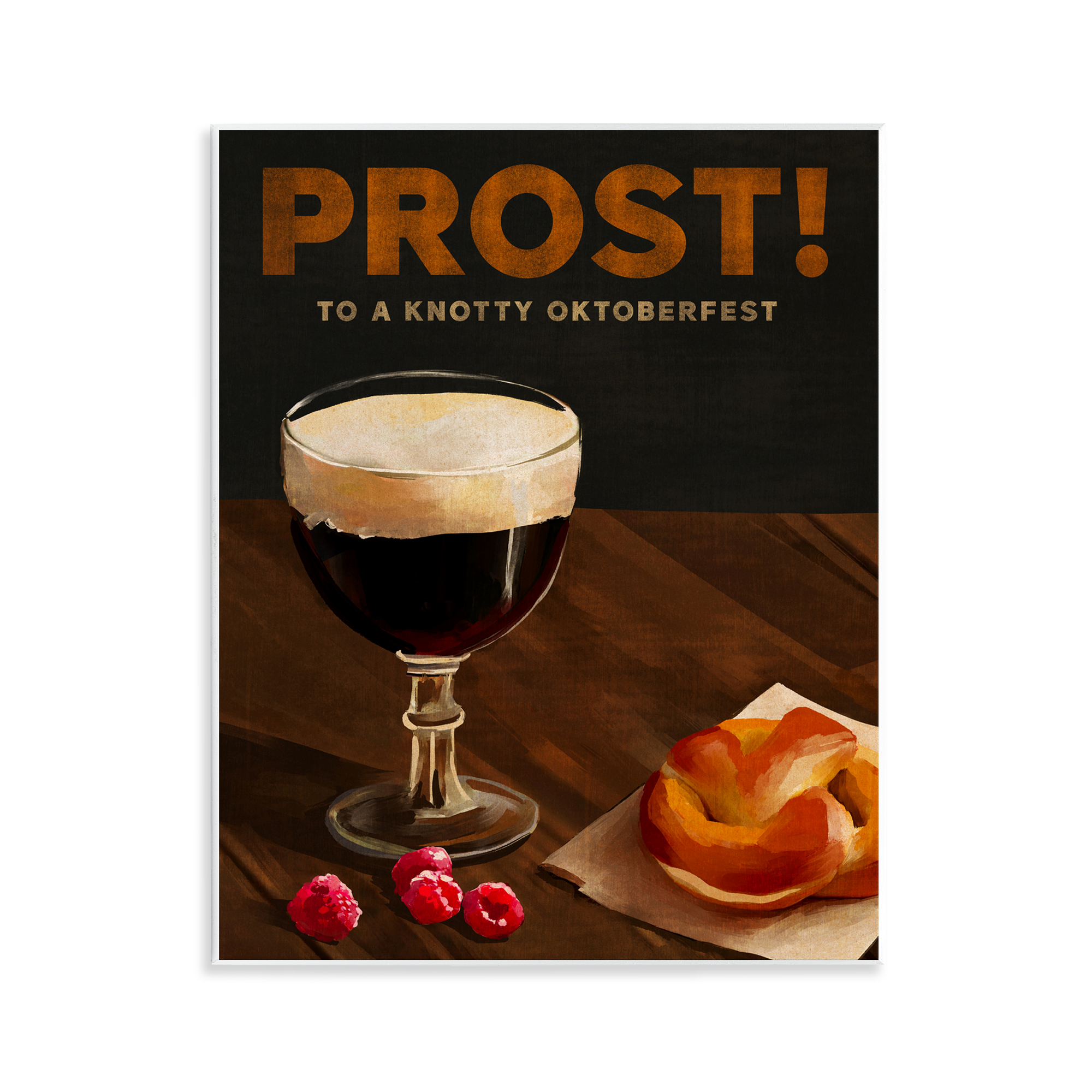 Stupell Industries Prost Beer & Pretzel Food & Beverage Painting Unframed Art Print Wall Art, 11 x 14