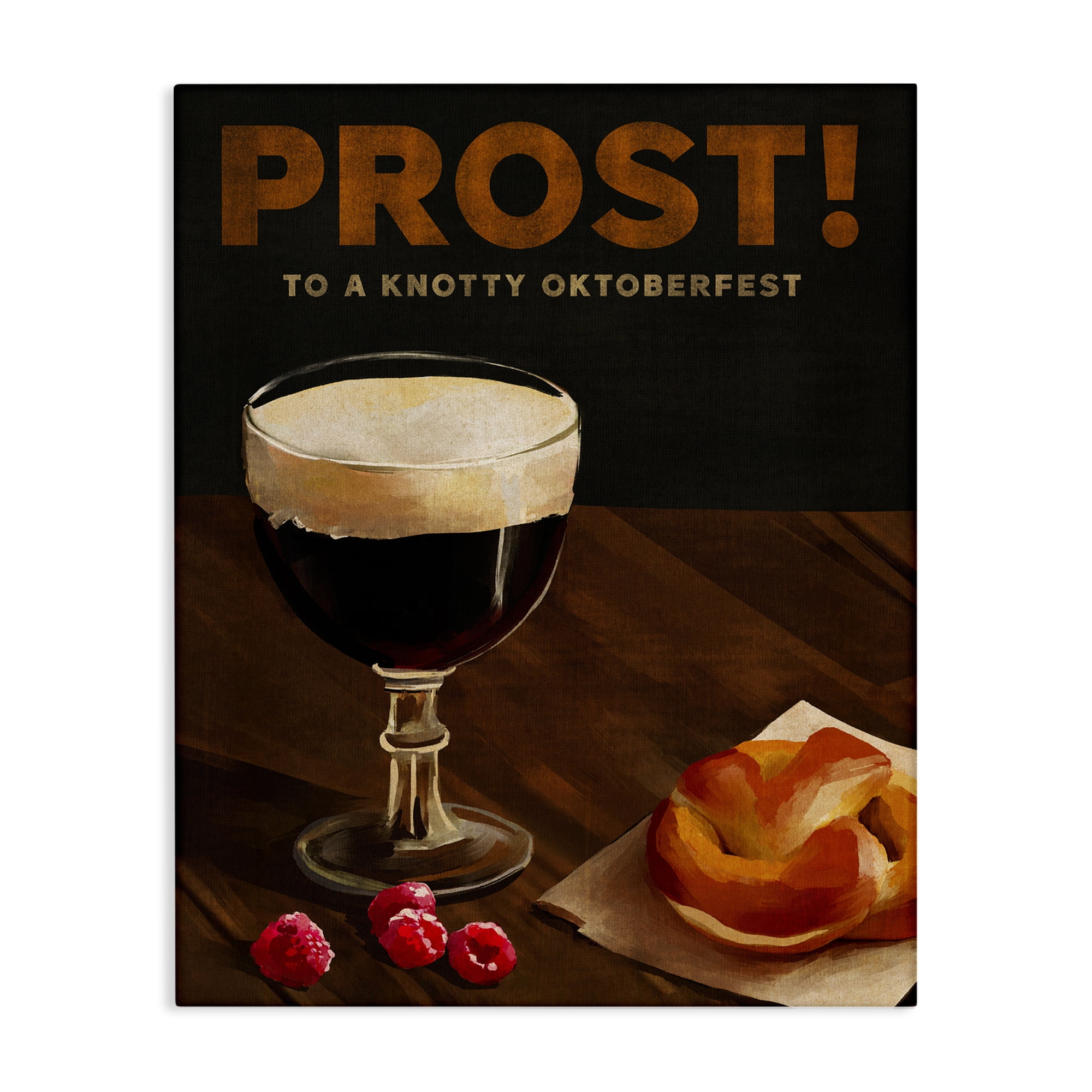 Stupell Industries Prost Beer & Pretzel Food & Beverage Painting Wrapped Canvas Art Print Wall Art, 30 x 40