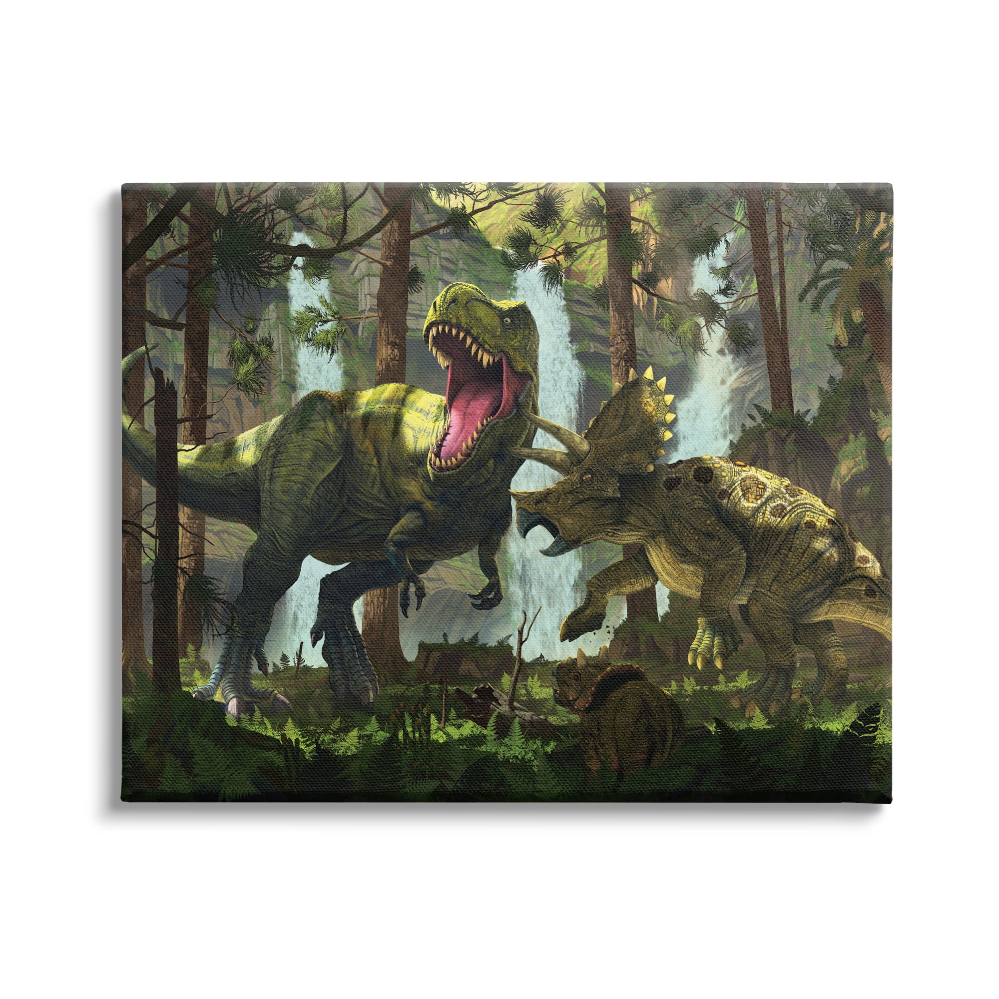 Stupell Industries Protection Dinosaurs Landscape Animals & Insects Painting Gallery Wrapped Canvas Art Print Wall Art, 48 x 36