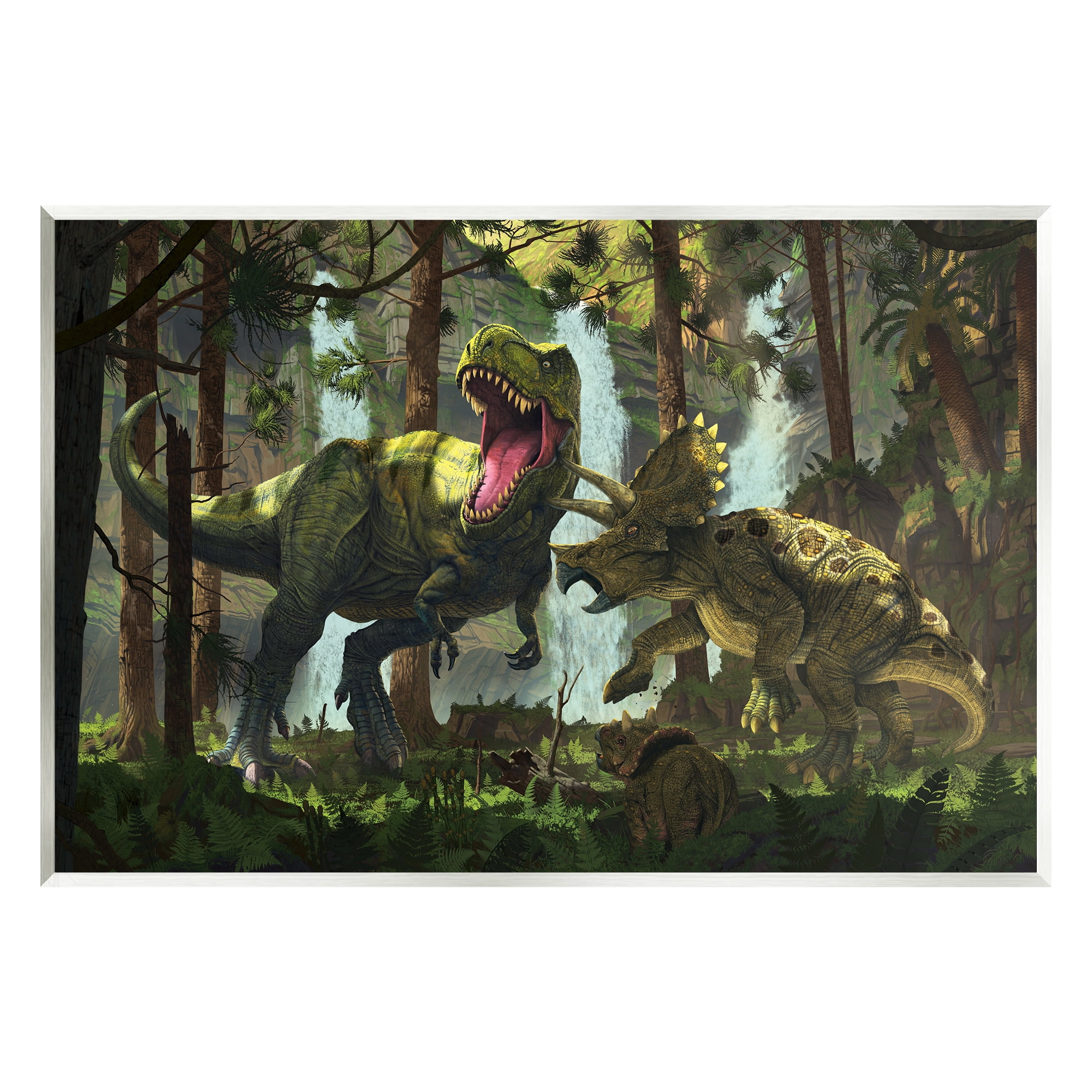 Stupell Industries Protection Dinosaurs Landscape Animals & Insects Painting Unframed Art Print Wall Art, 19 x 13