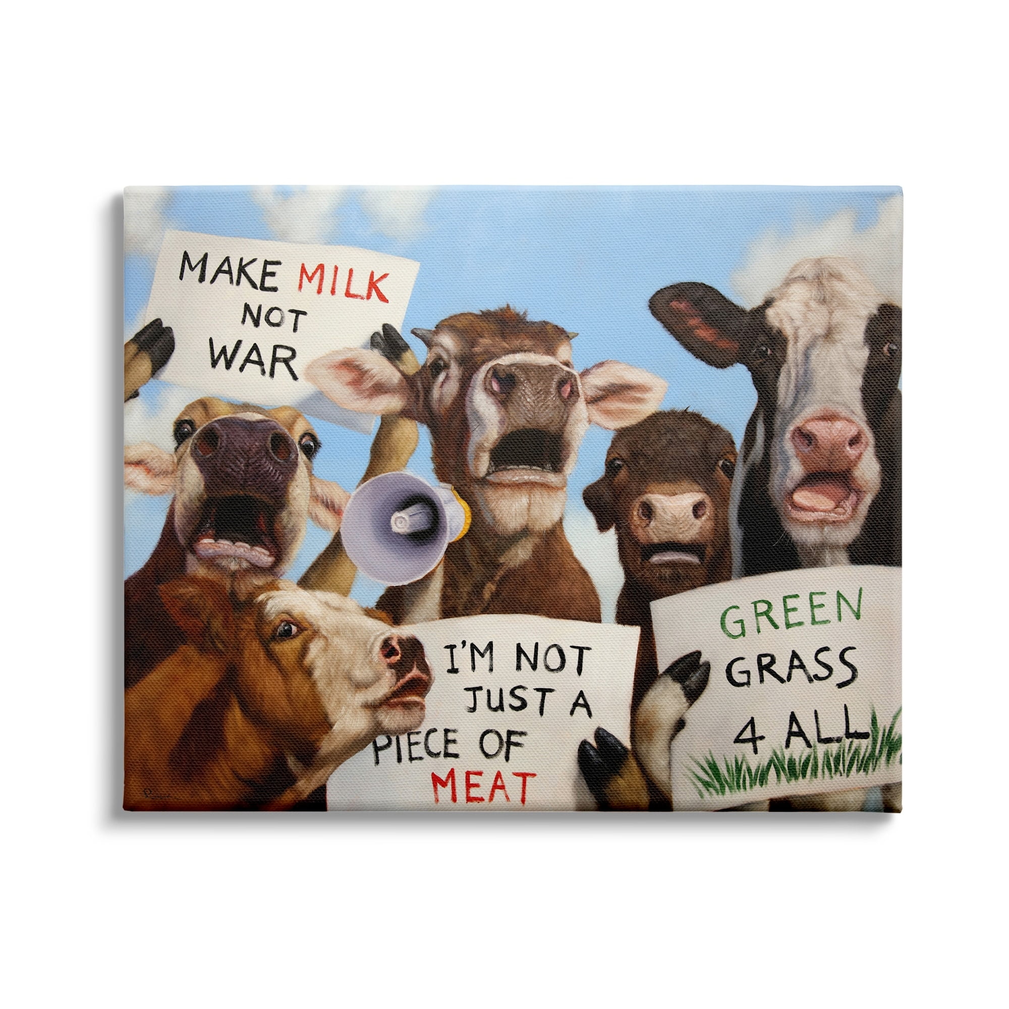 Stupell Industries Protesting Cows Funny Country Farm Cattle Animal Equality, 30 x 24, Design by Lucia Heffernan