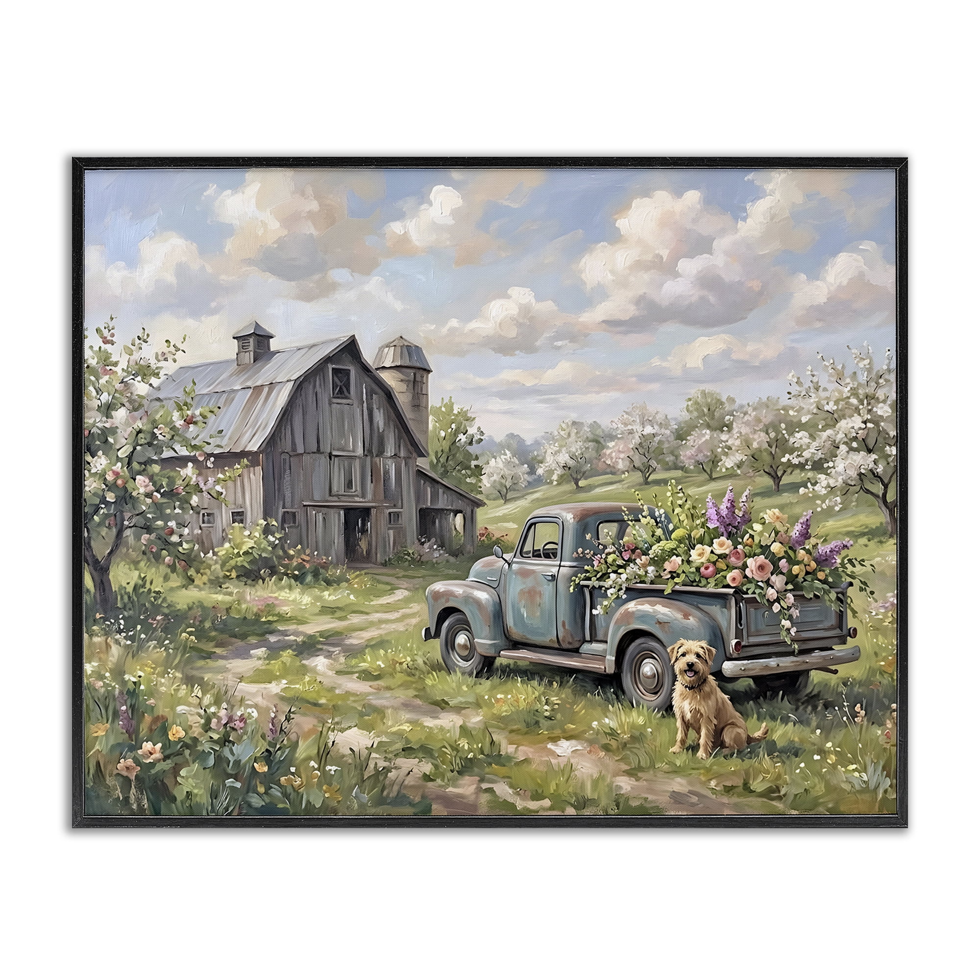 Stupell Industries Proud Dog by Truckload of Flowers Black Framed Giclee Art, design by Tabz Jones