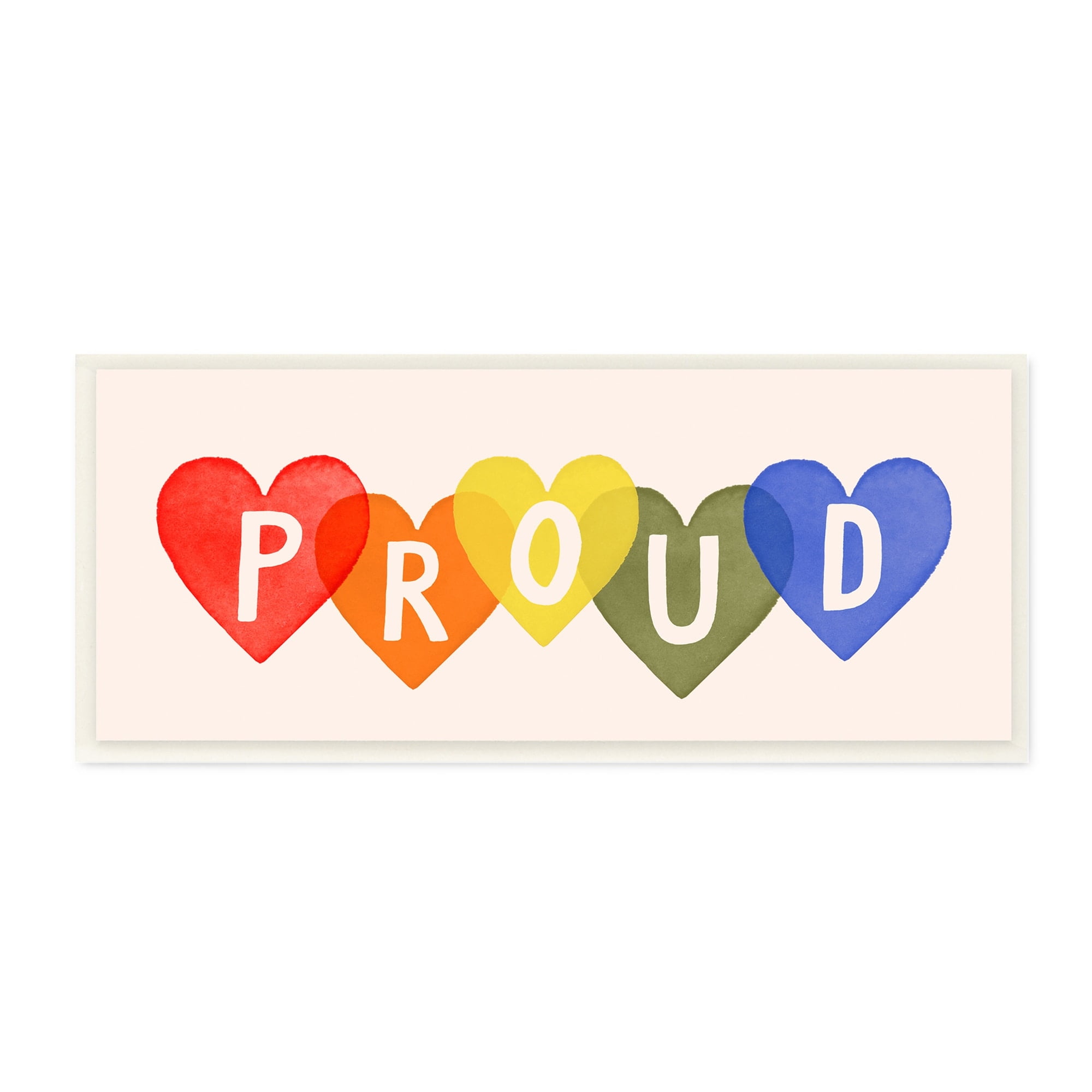 Stupell Industries Proud Text Bold Rainbow Heart Pattern Wall Plaque by Victoria Barnes