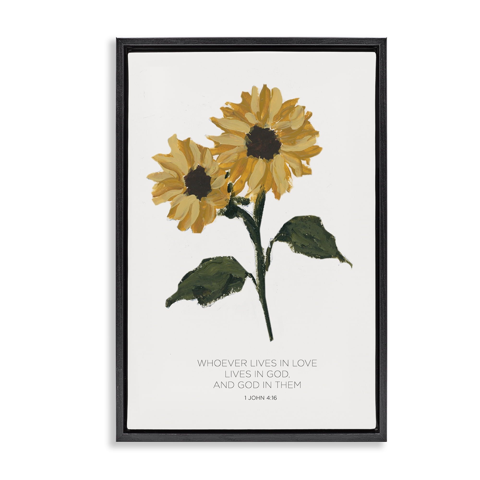 Stupell Industries Proverb with Sunflowers Religious Painting Black Floater Framed Art Print Wall Art, 21 x 31