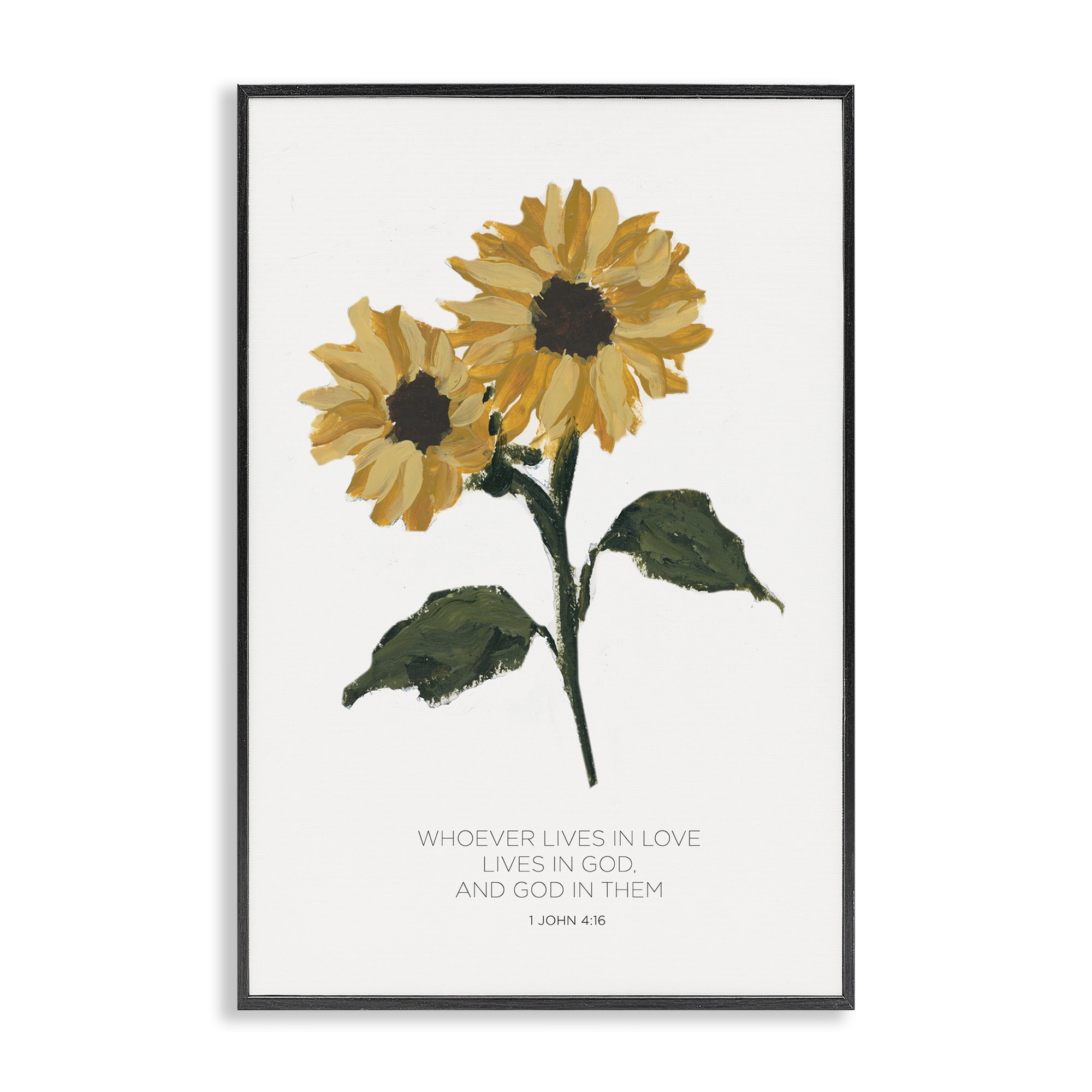 Stupell Industries Proverb with Sunflowers Religious Painting Black Framed Art Print Wall Art, 20 x 30