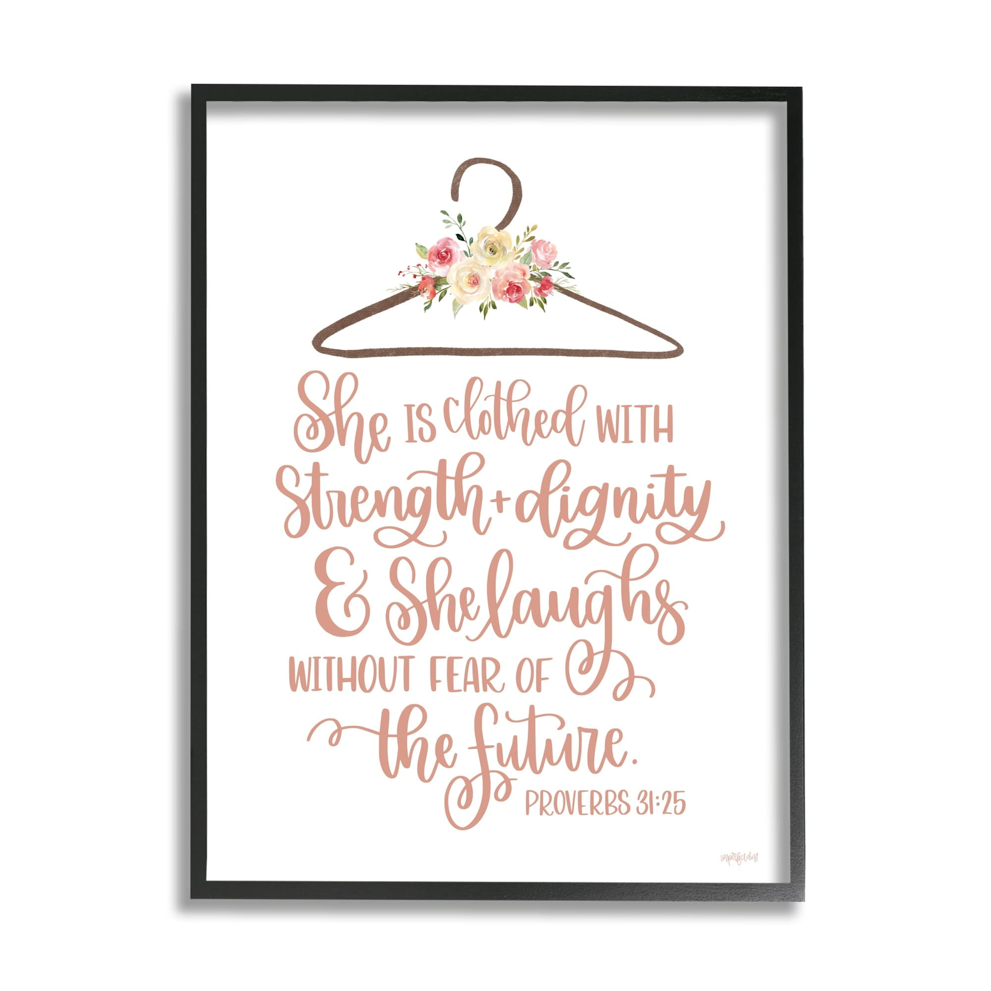 Stupell Industries Proverbs Verse Uplifting Religious Calligraphy Floral Design Graphic Art Black Framed Art Print Wall Art, Design by Imperfect Dust