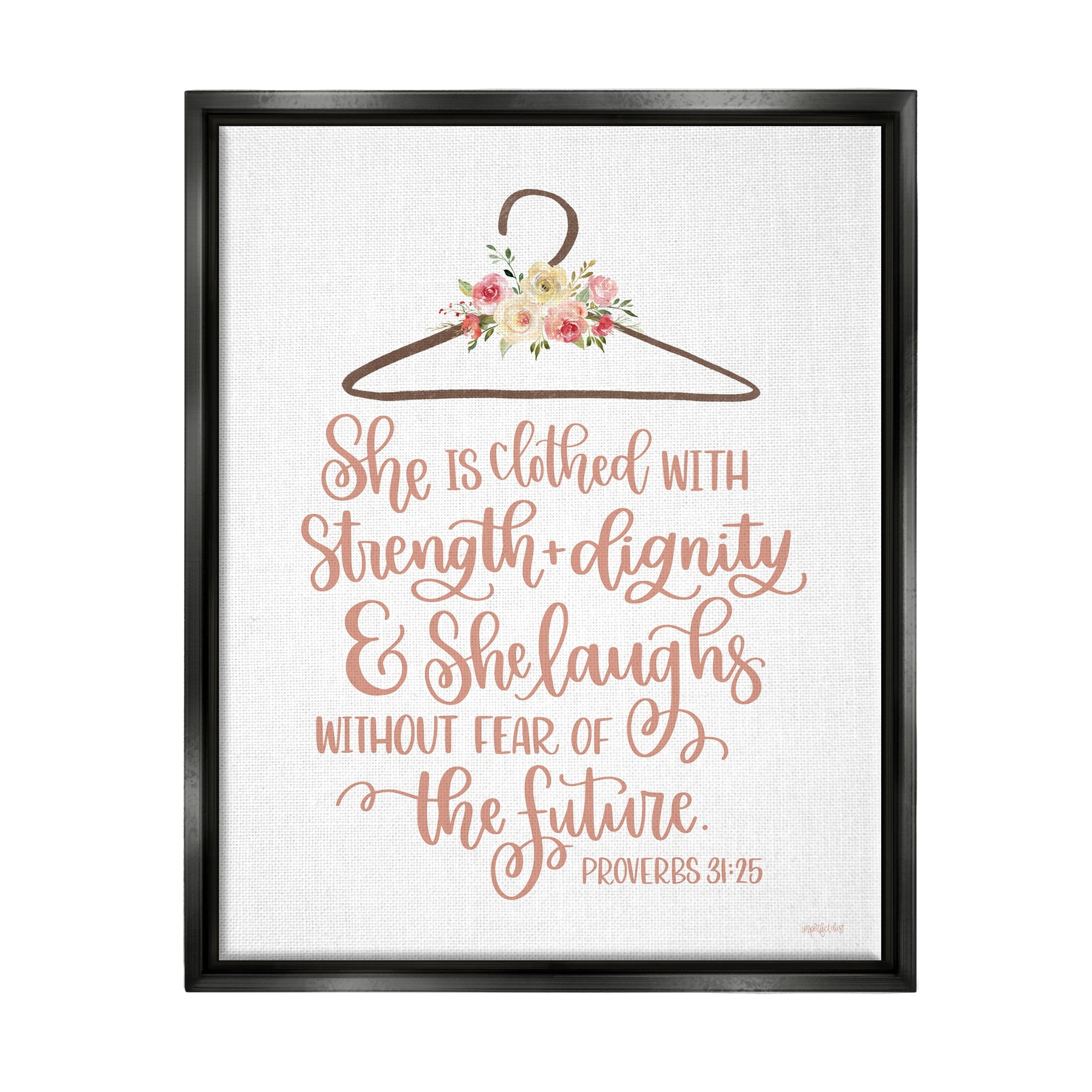 Stupell Industries Proverbs Verse Uplifting Religious Calligraphy Floral Design Graphic Art Jet Black Floating Framed Canvas Print Wall Art, Design by Imperfect Dust