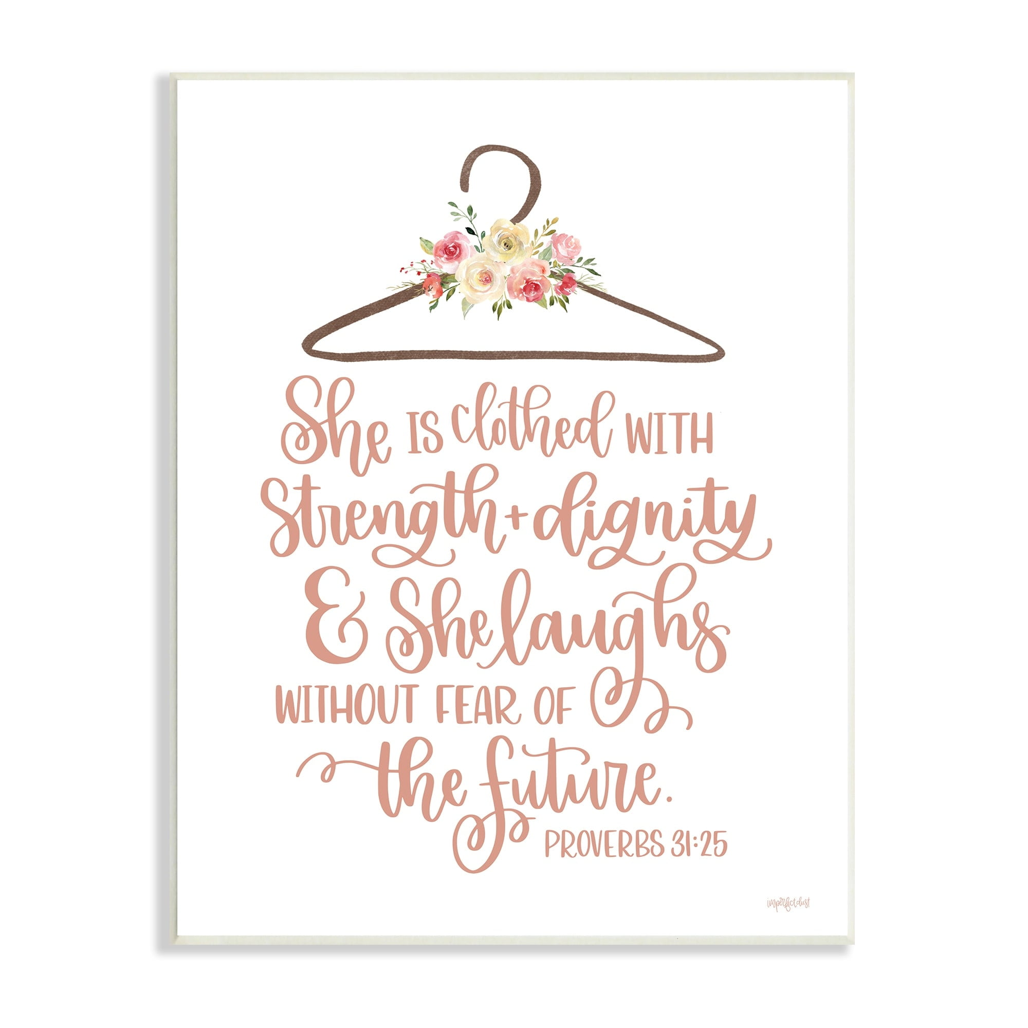 Stupell Industries Proverbs Verse Uplifting Religious Calligraphy Floral Design Graphic Art Unframed Art Print Wall Art, Design by Imperfect Dust