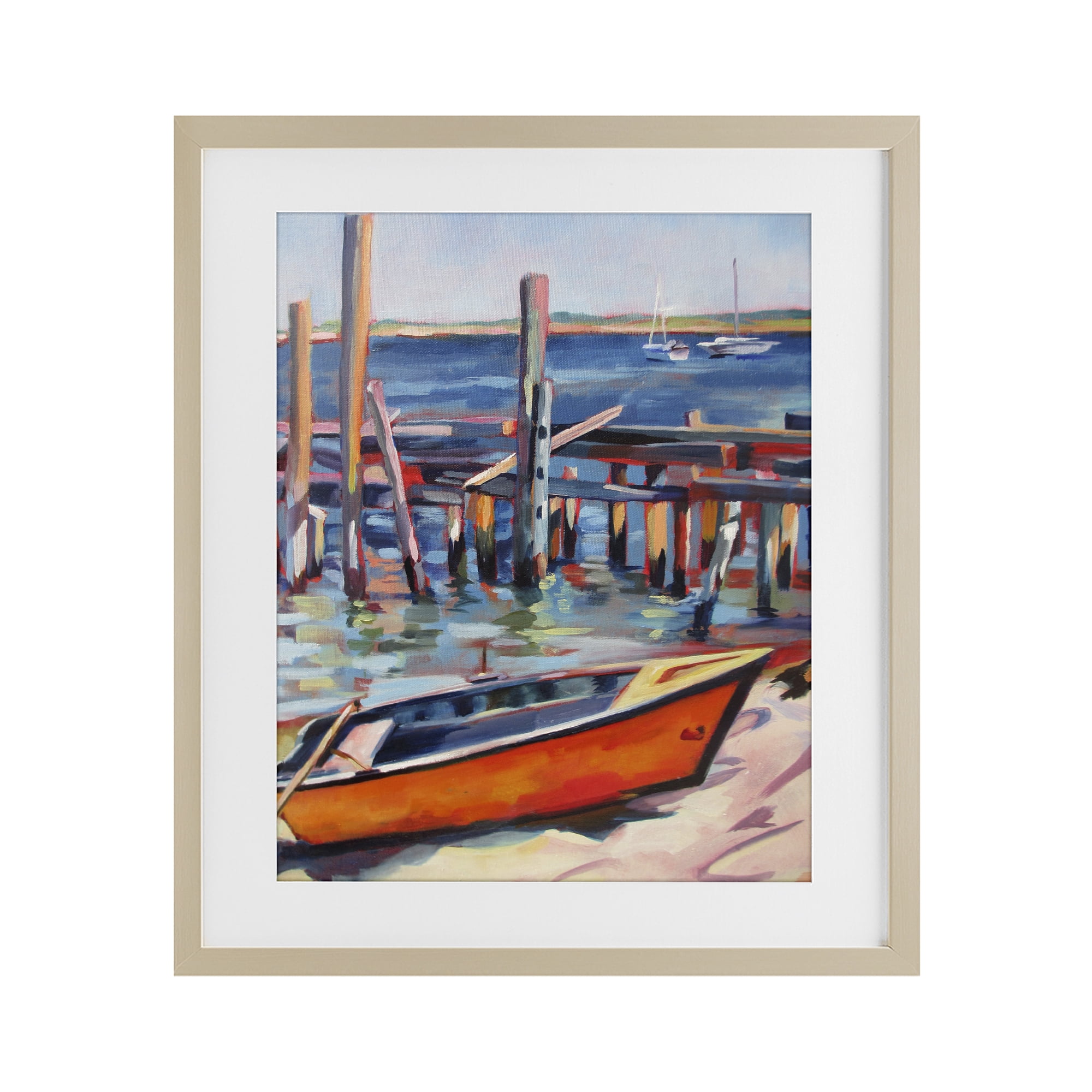 Stupell Industries Provincetown Harbor Boat Birch Framed Print Under Glass, design by Maxine Shore