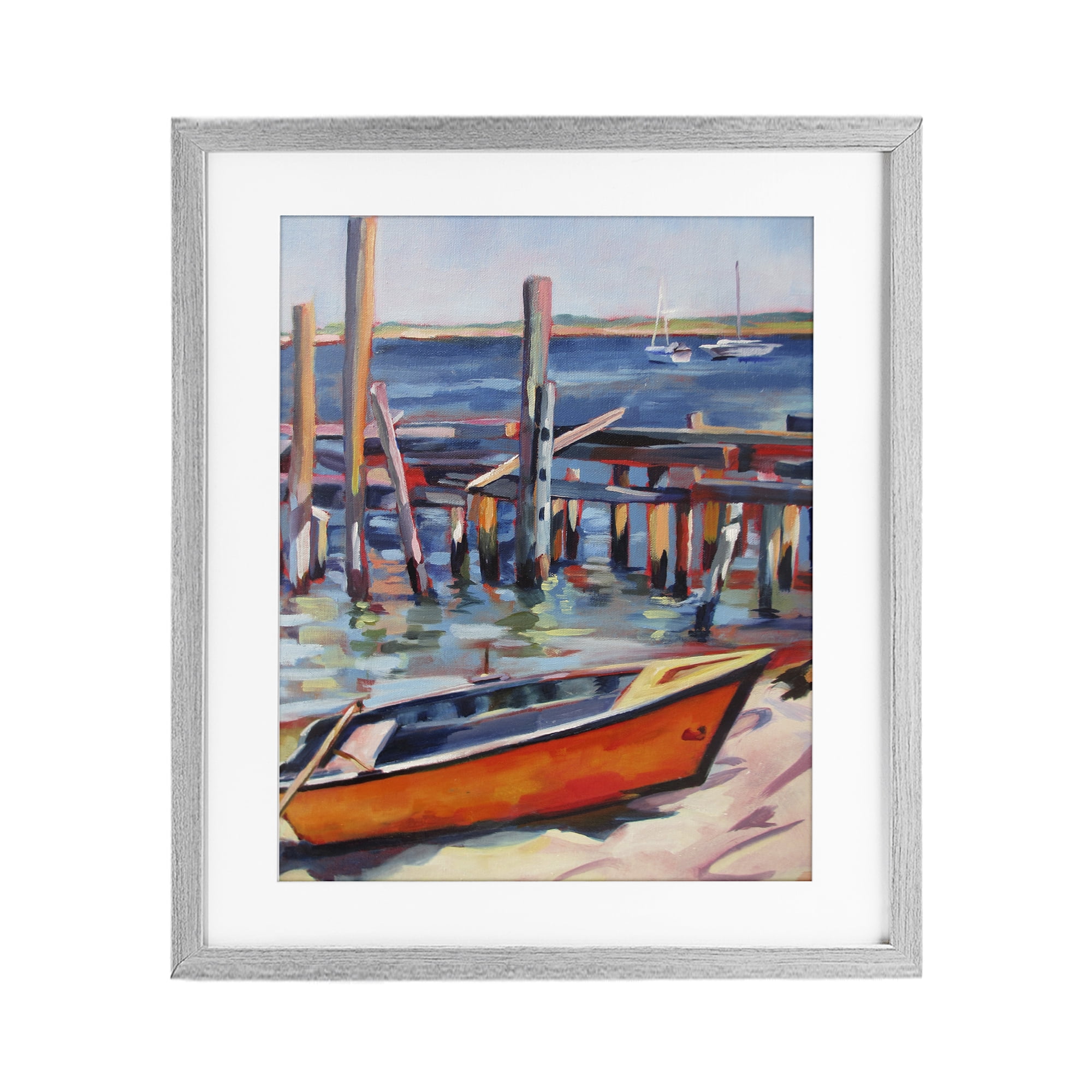 Stupell Industries Provincetown Harbor Boat Gray Framed Print Under Glass, design by Maxine Shore
