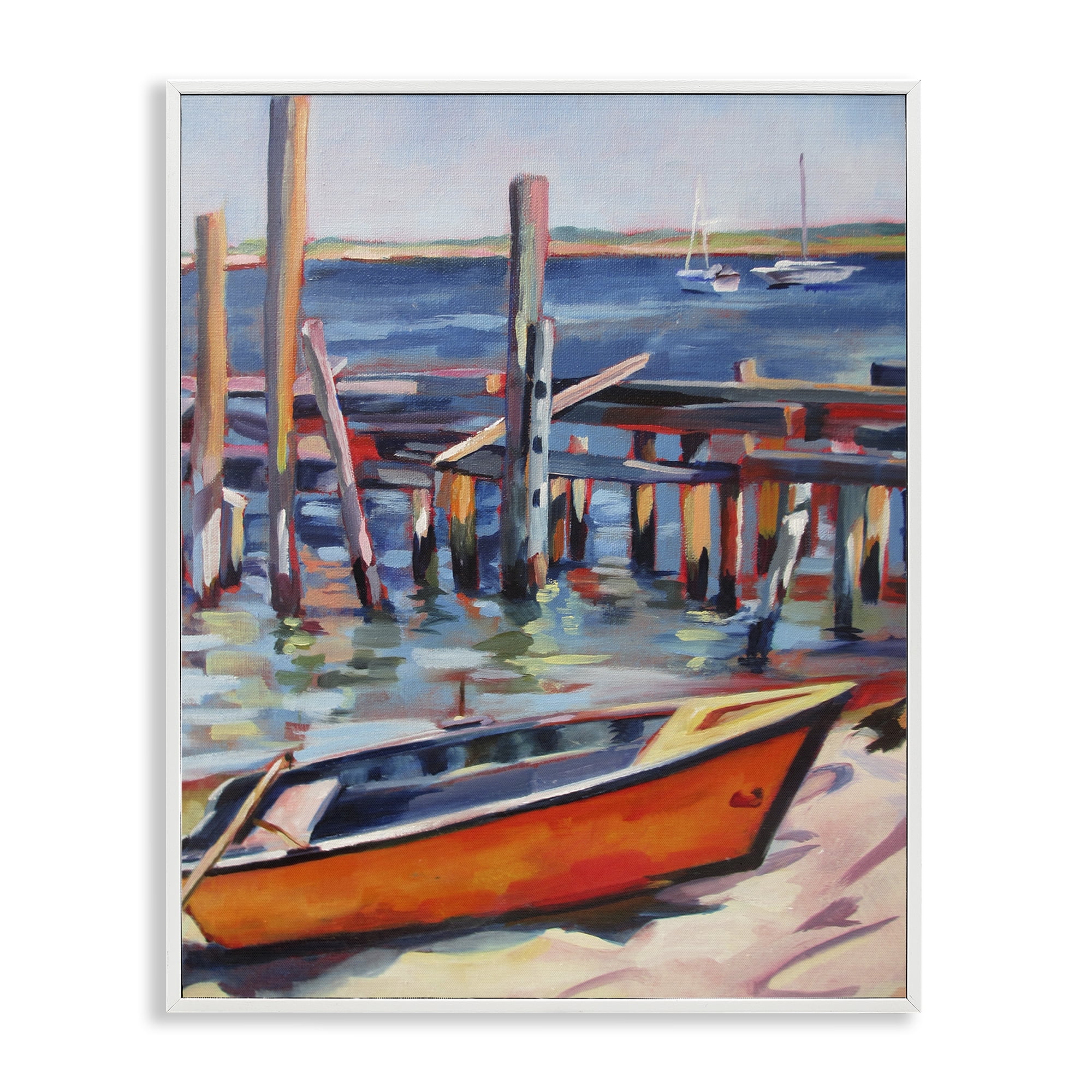 Stupell Industries Provincetown Harbor Boat White Framed Giclee Art, design by Maxine Shore