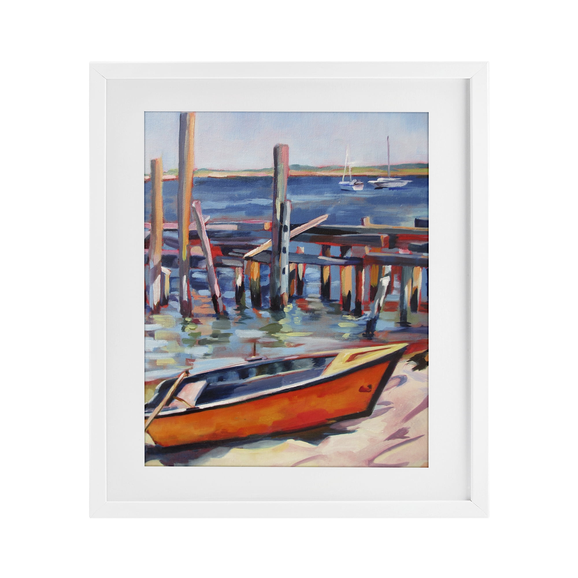 Stupell Industries Provincetown Harbor Boat White Framed Print Under Glass, design by Maxine Shore