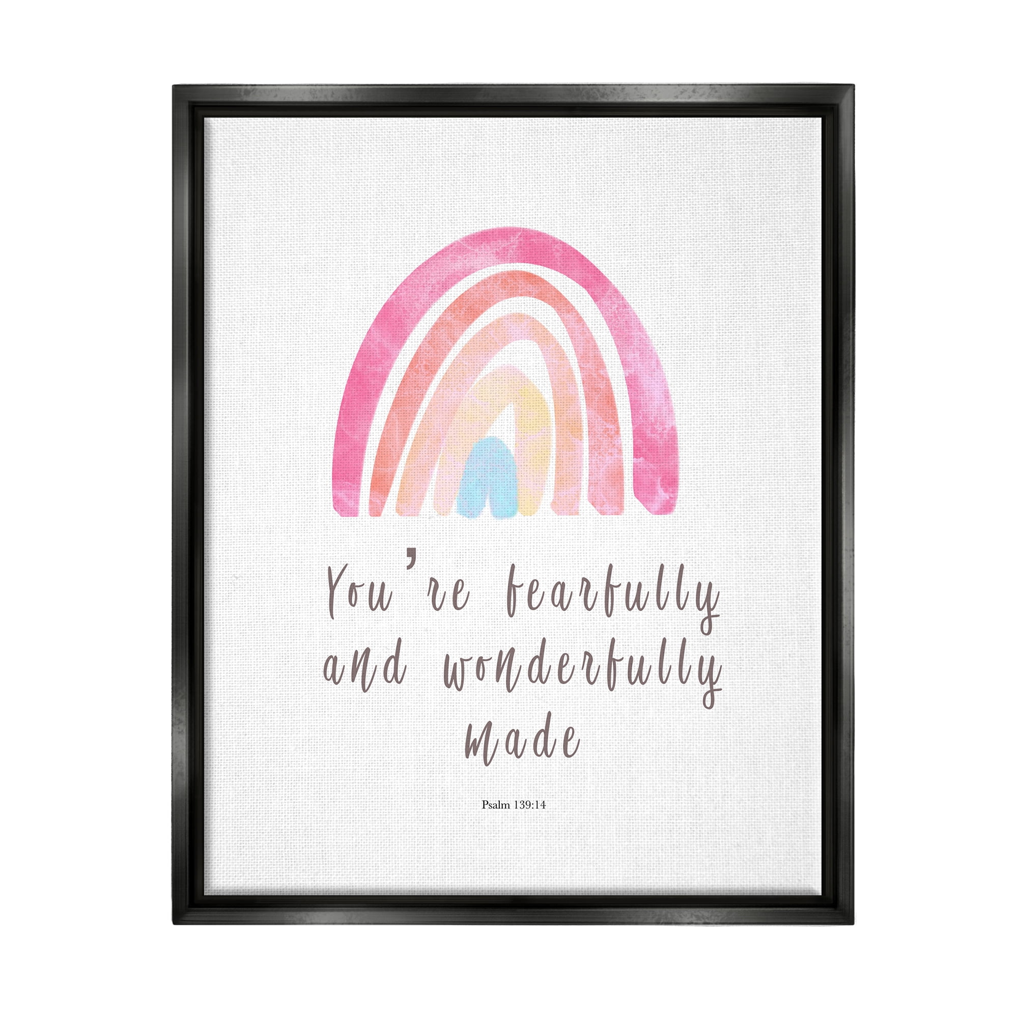 Stupell Industries Psalm 139:14 Rainbow Religious Painting Black Floater Framed Art Print Wall Art, 25 x 31