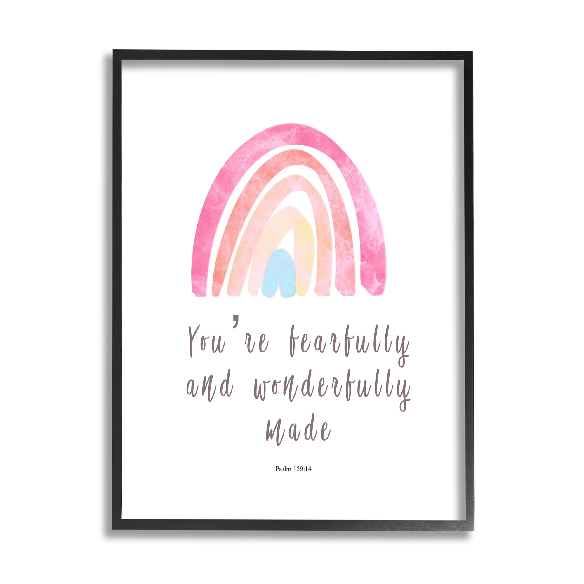 Stupell Industries Psalm 139:14 Rainbow Religious Painting Black Framed Art Print Wall Art, 16 x 20