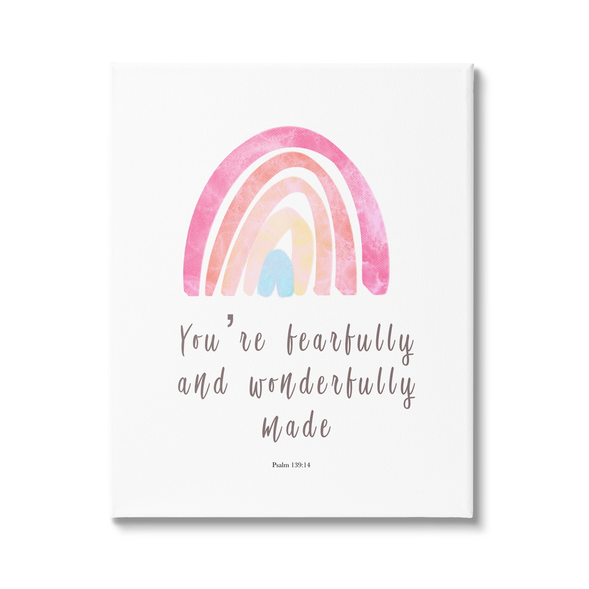 Stupell Industries Psalm 139:14 Rainbow Religious Painting Gallery Wrapped Canvas Print Wall Art, 30 x 40