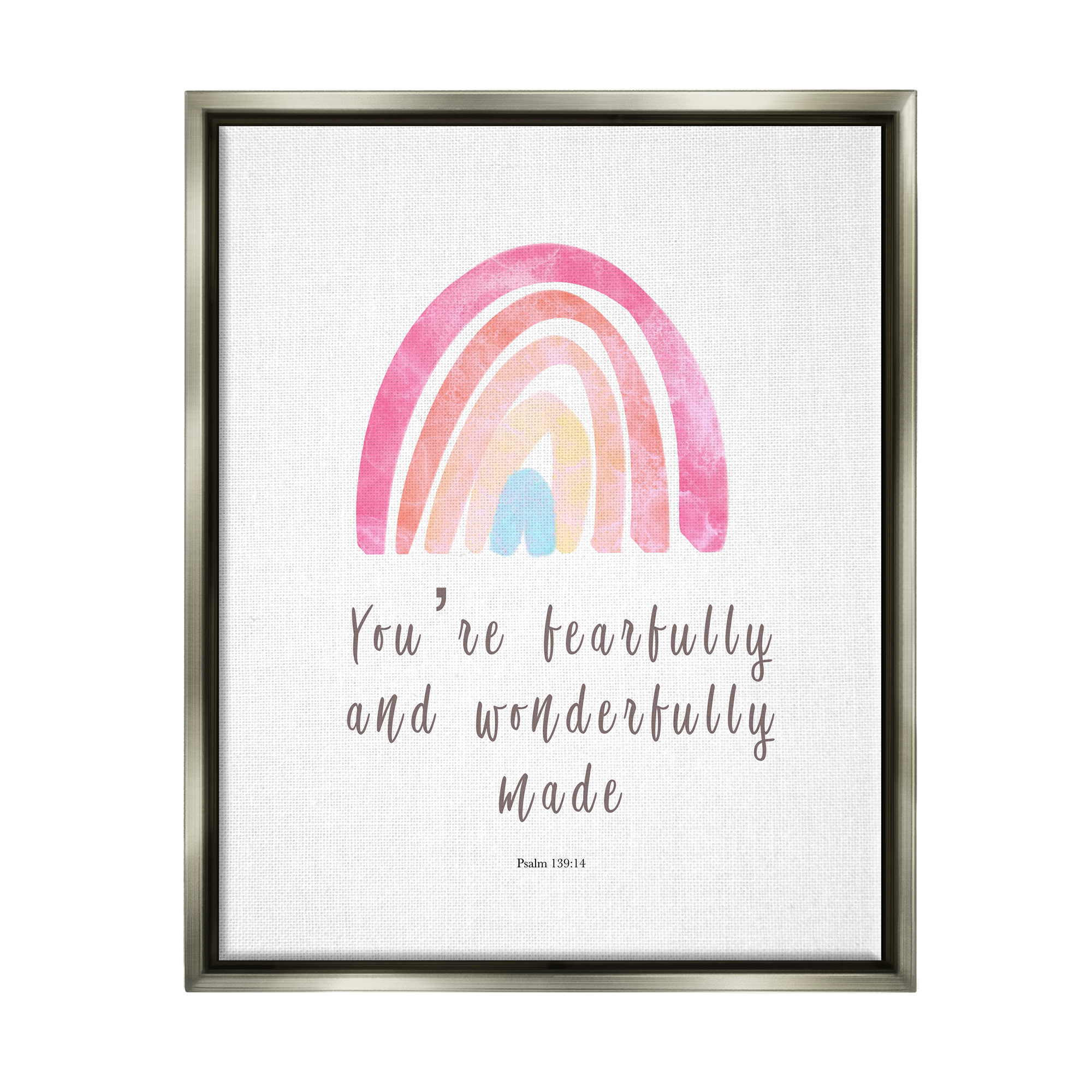 Stupell Industries Psalm 139:14 Rainbow Religious Painting Gray Floater Framed Art Print Wall Art, 25 x 31