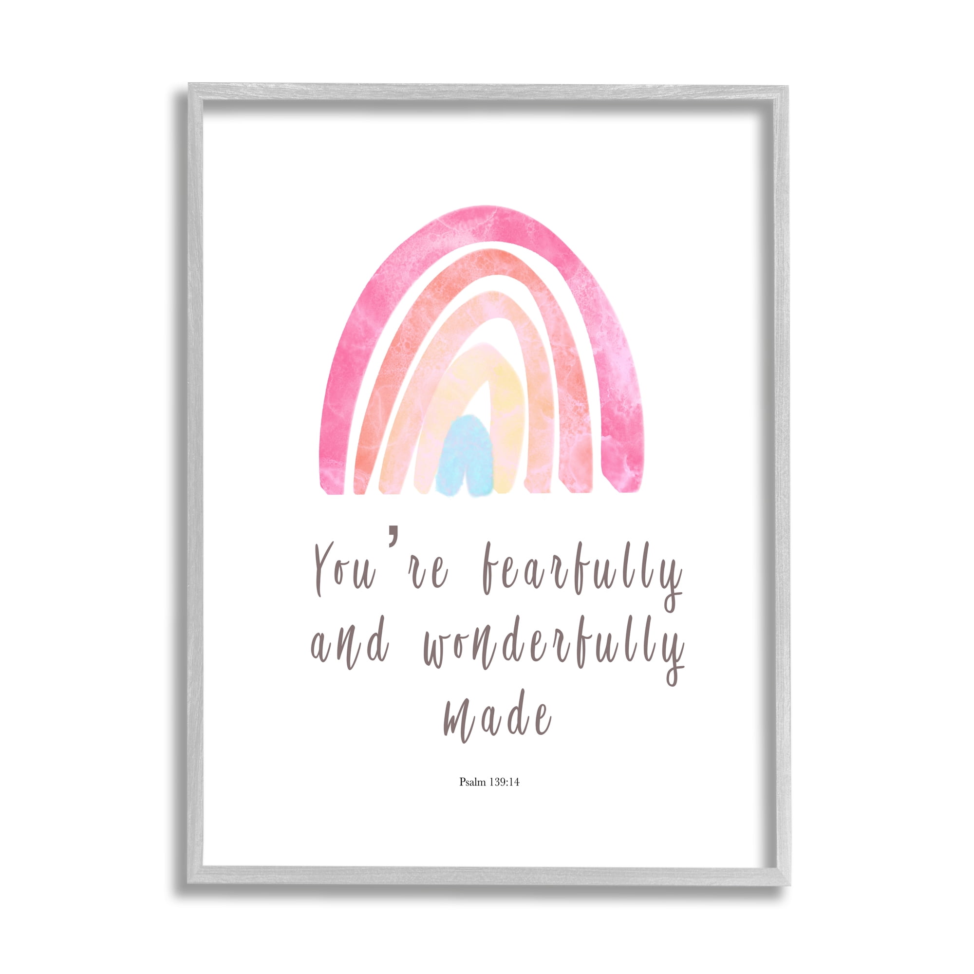 Stupell Industries Psalm 139:14 Rainbow Religious Painting Gray Framed Art Print Wall Art, 11 x 14