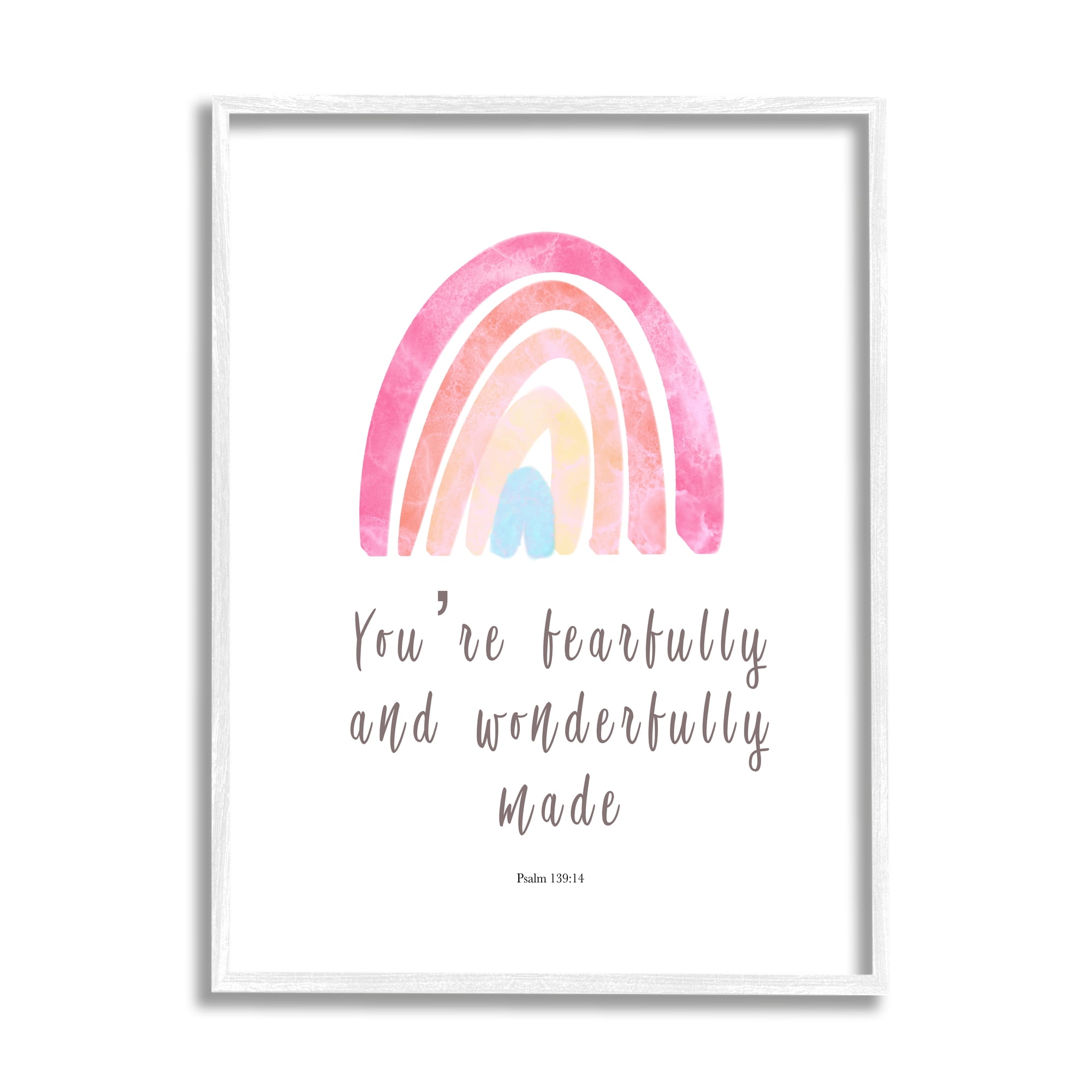 Stupell Industries Psalm 139:14 Rainbow Religious Painting White Framed Art Print Wall Art, 16 x 20
