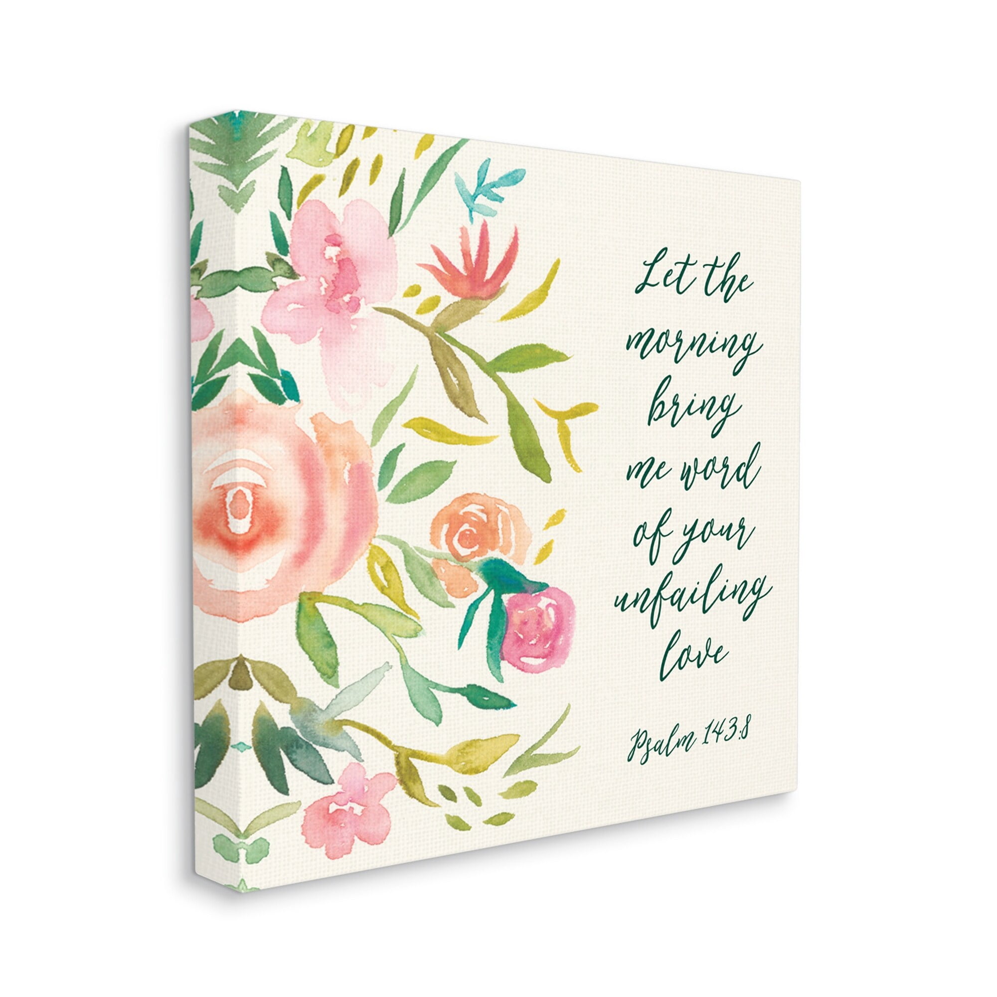 Stupell Industries Psalm 143:8 Proverbs Charming Pink Florals,36 x 36,Designed by Studo W