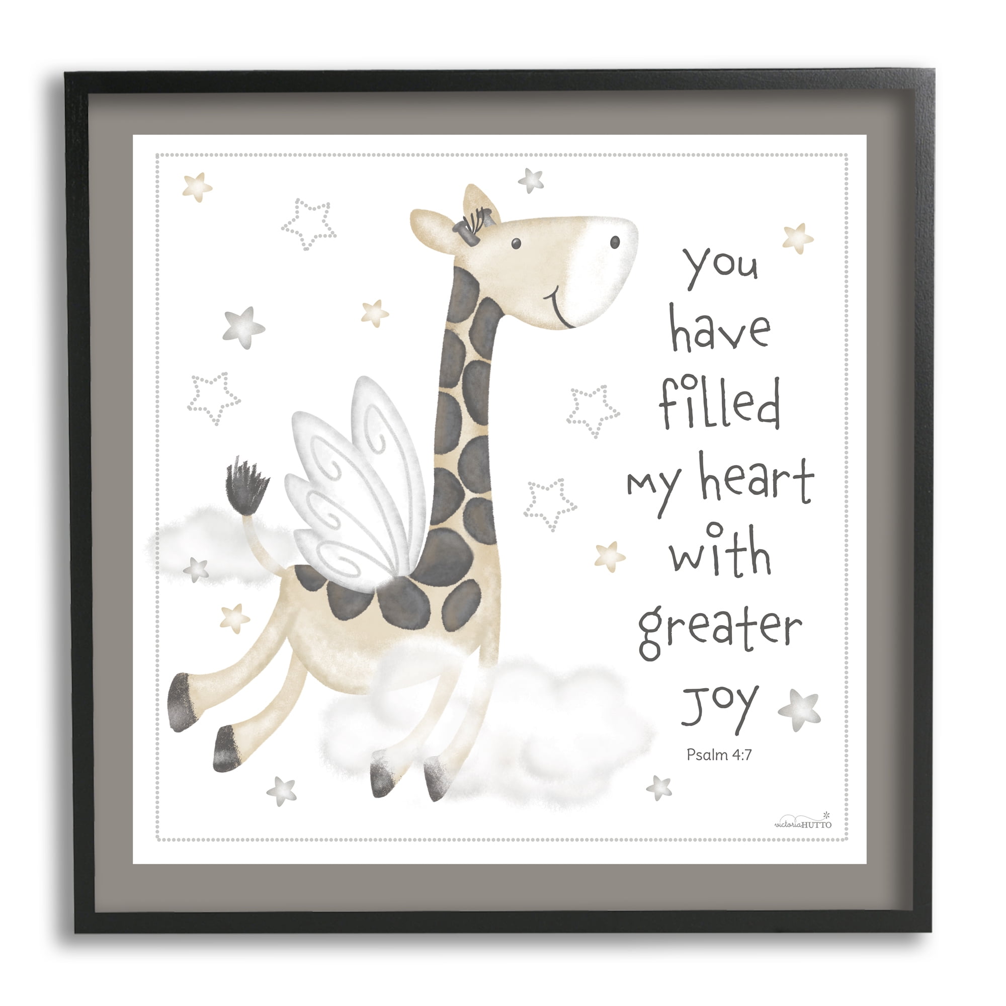 Stupell Industries Psalm Verse Giraffe Animals & Insects Painting Black Framed Art Print Wall Art, 12 x 12