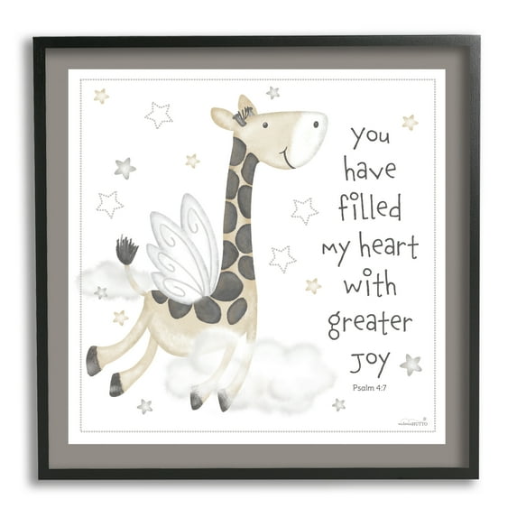 Stupell Industries Psalm Verse Giraffe Animals & Insects Painting Black Framed Art Print Wall Art, 24 x 24