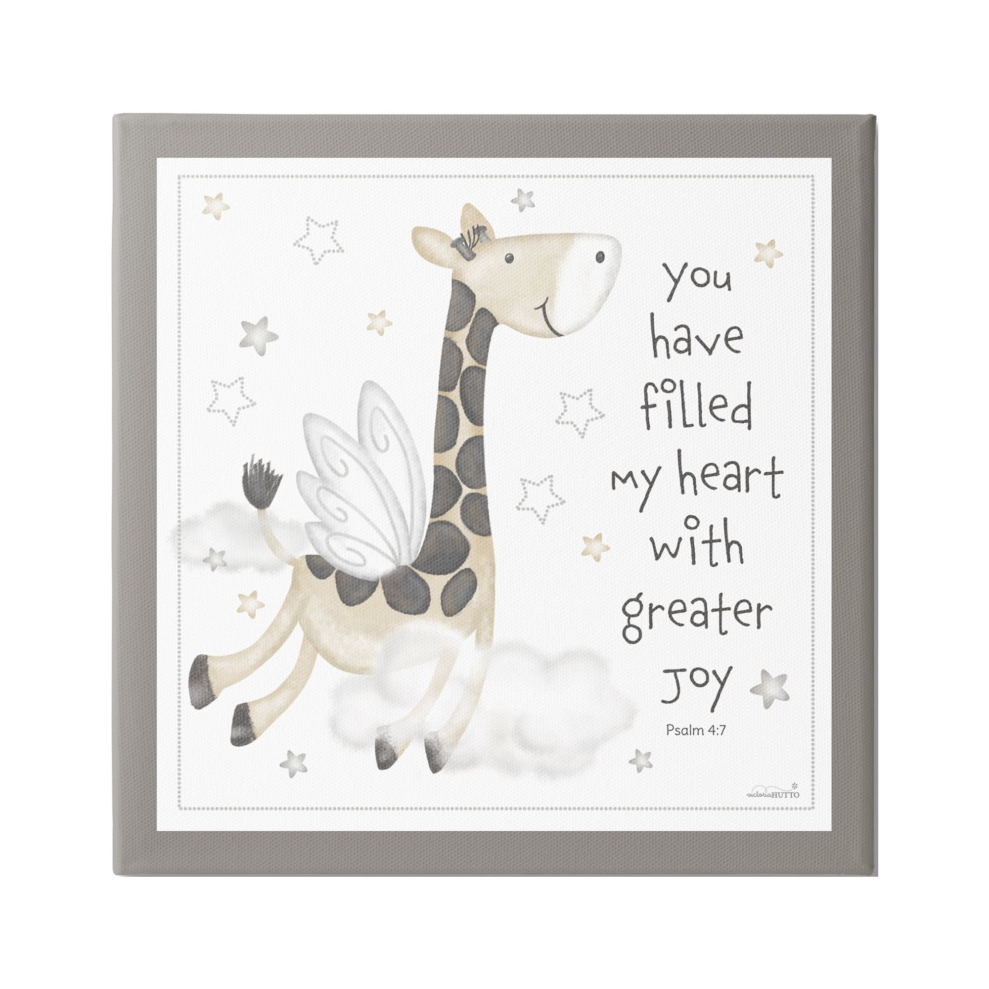 Stupell Industries Psalm Verse Giraffe Animals & Insects Painting Gallery Wrapped Canvas Print Wall Art, 17 x 17