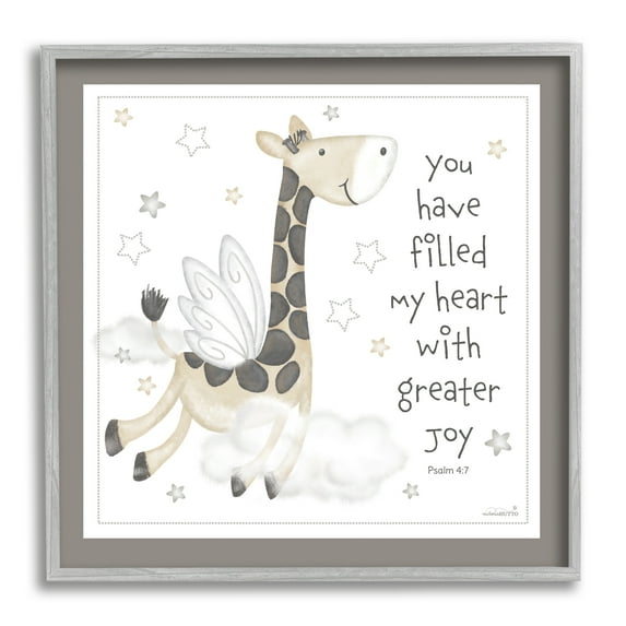 Stupell Industries Psalm Verse Giraffe Animals & Insects Painting Gray Framed Art Print Wall Art, 12 x 12