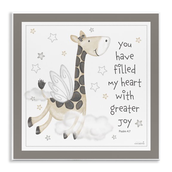 Stupell Industries Cottage Psalm Verse Giraffe Wall Plaque Art, 12 x 12, by Victoria Hutto