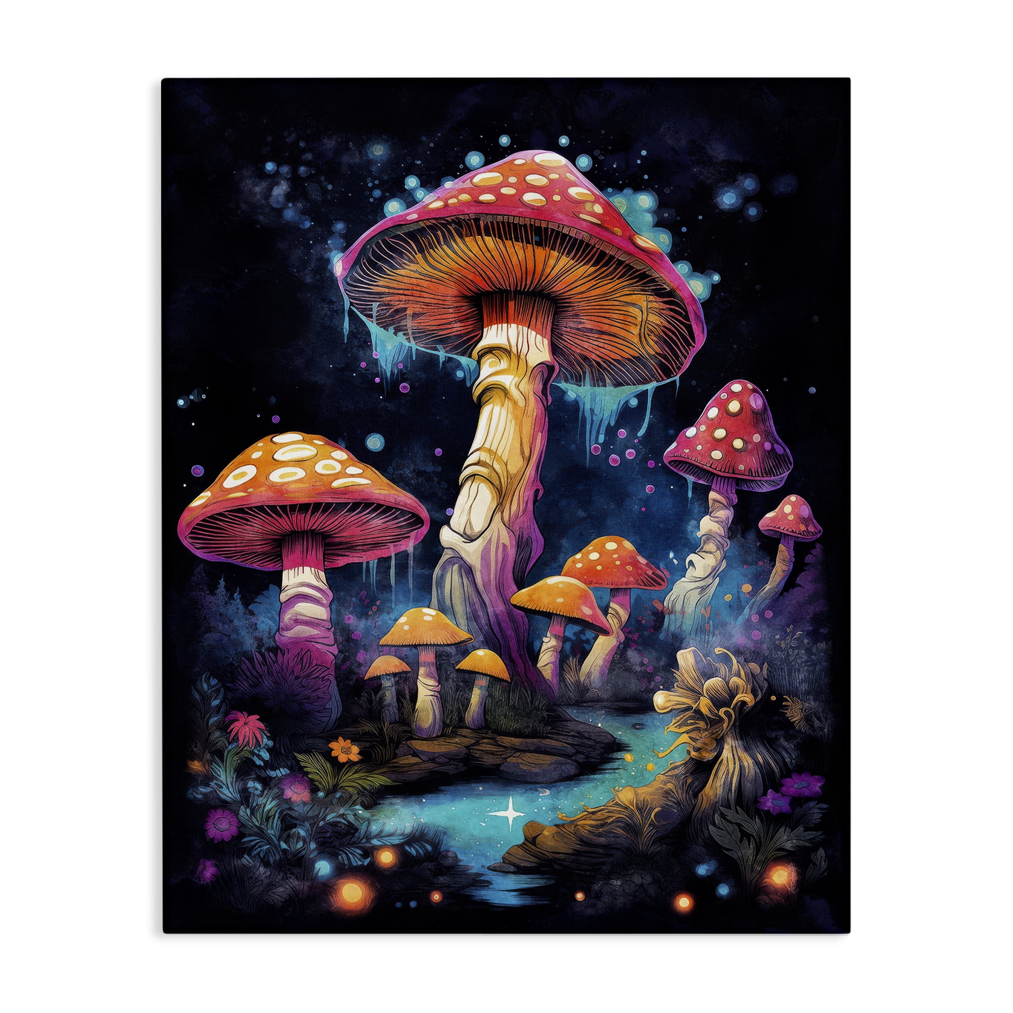 Stupell Industries Psychedelic Mushroom Scene Landscape & Nature Painting Wrapped Canvas Art Print Wall Art, 36 x 48