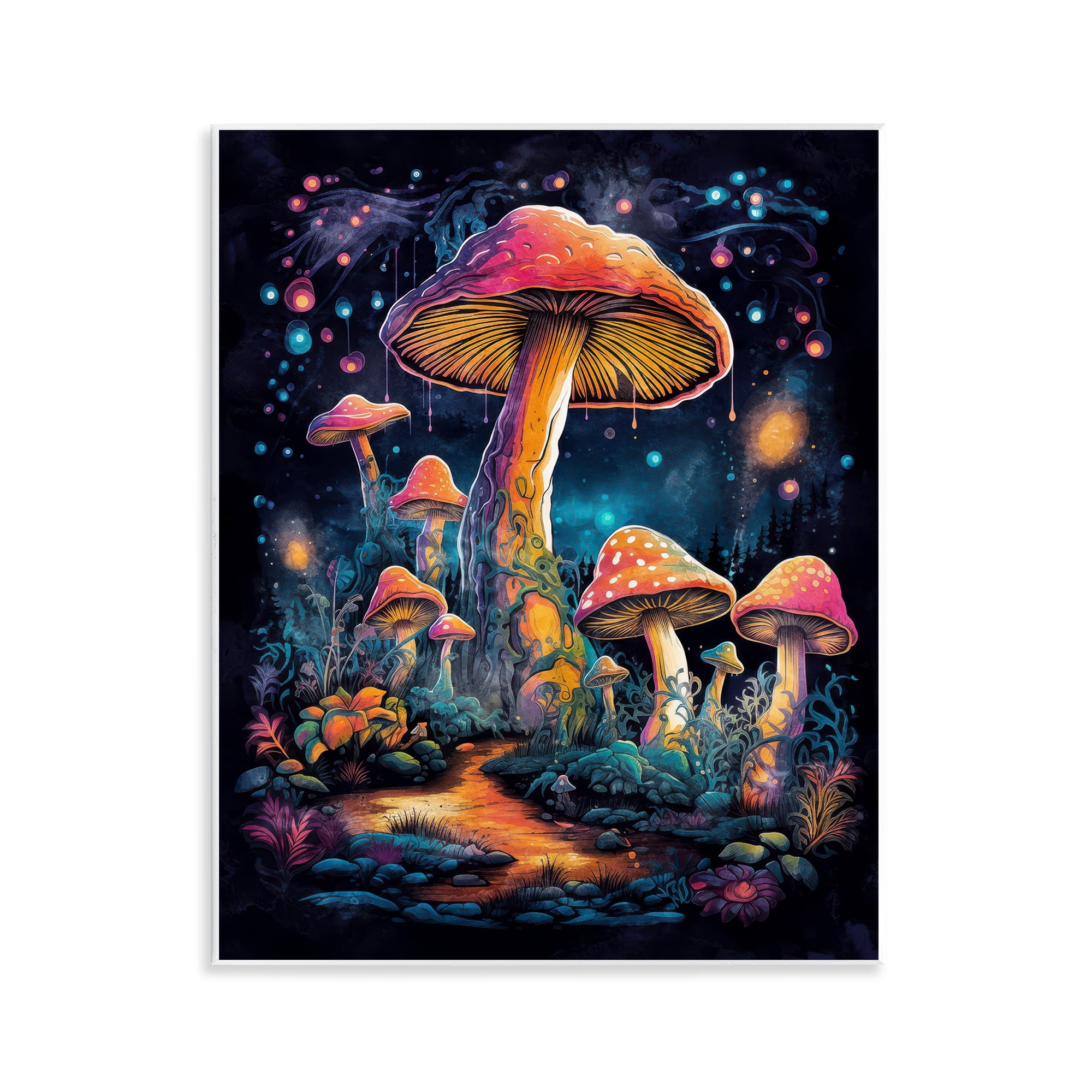 Stupell Industries Psychedelic Mushrooms Nature Landscape & Nature Painting Unframed Art Print Wall Art, 11 x 14