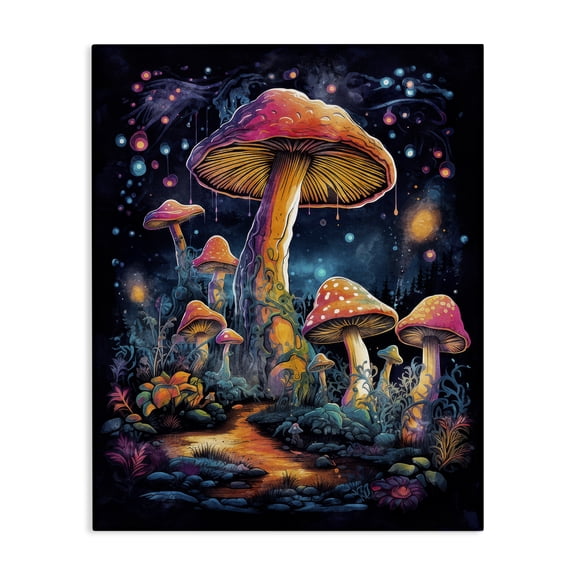 Stupell Industries Psychedelic Mushrooms Nature Landscape & Nature Painting Wrapped Canvas Art Print Wall Art, 30 x 40