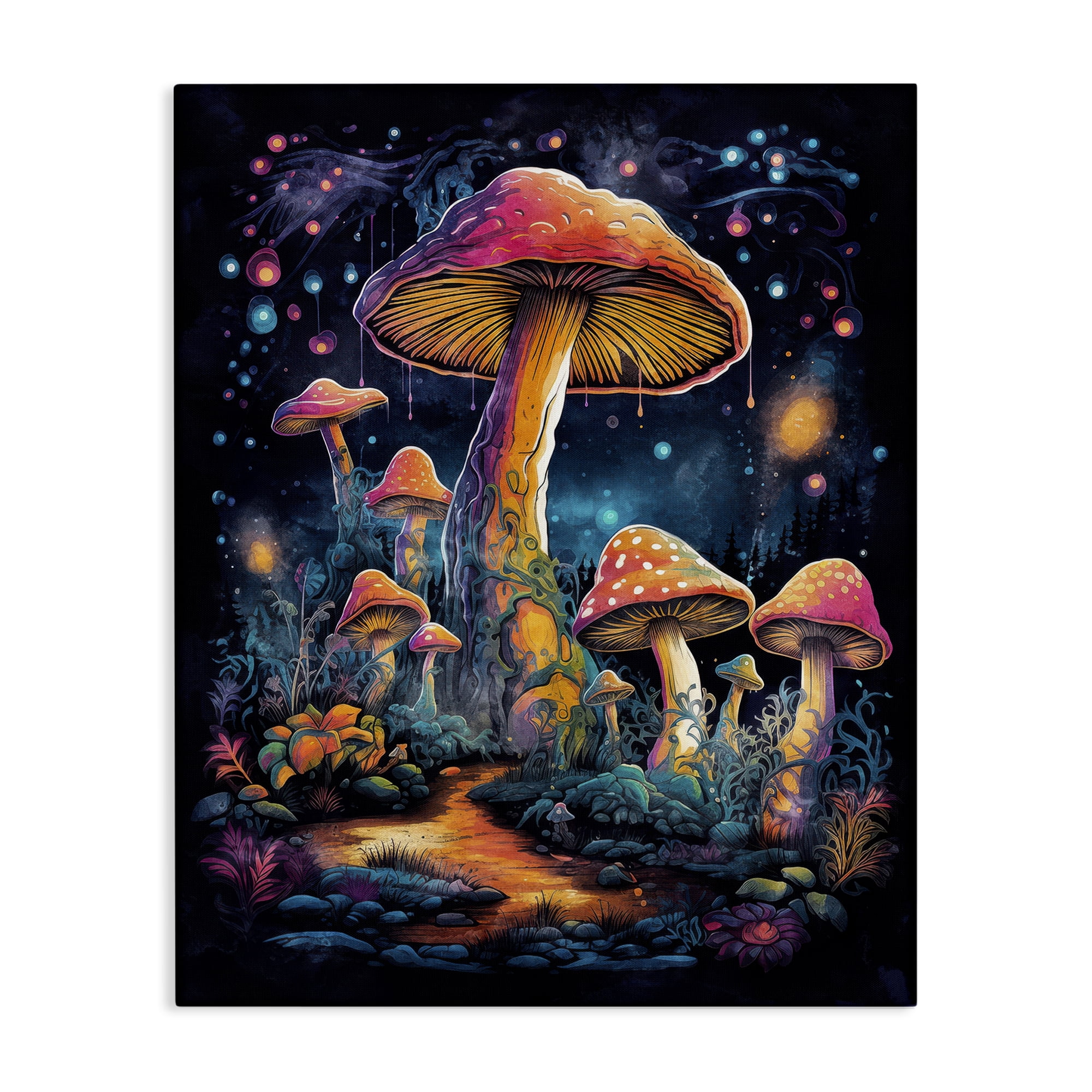 Stupell Industries Psychedelic Mushrooms Nature Landscape & Nature Painting Wrapped Canvas Art Print Wall Art, 36 x 48