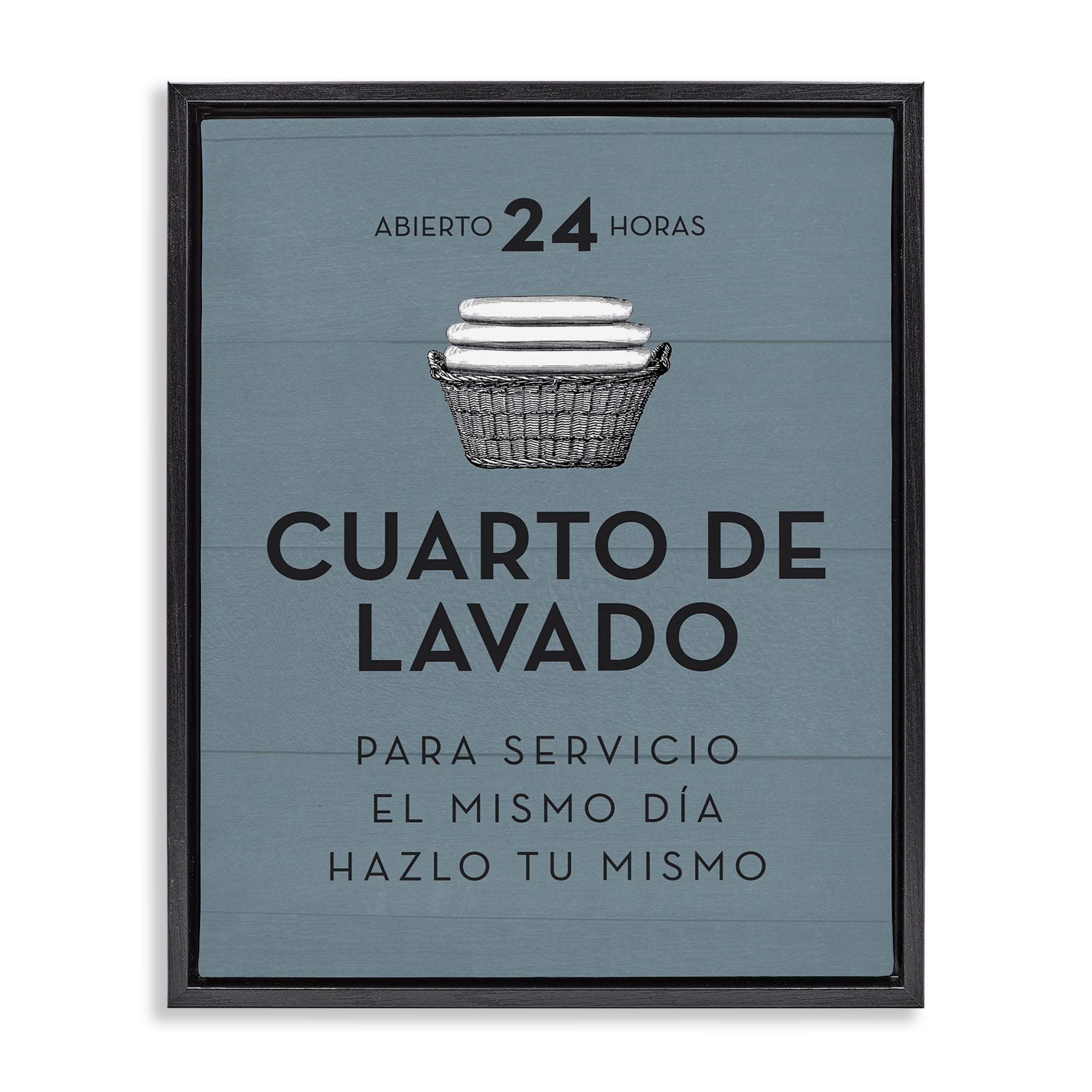 Stupell Industries Publicidad Día de Lavandería, Azul Bath & Laundry Painting Black Floater Framed Art Print Wall Art, 17 x 21