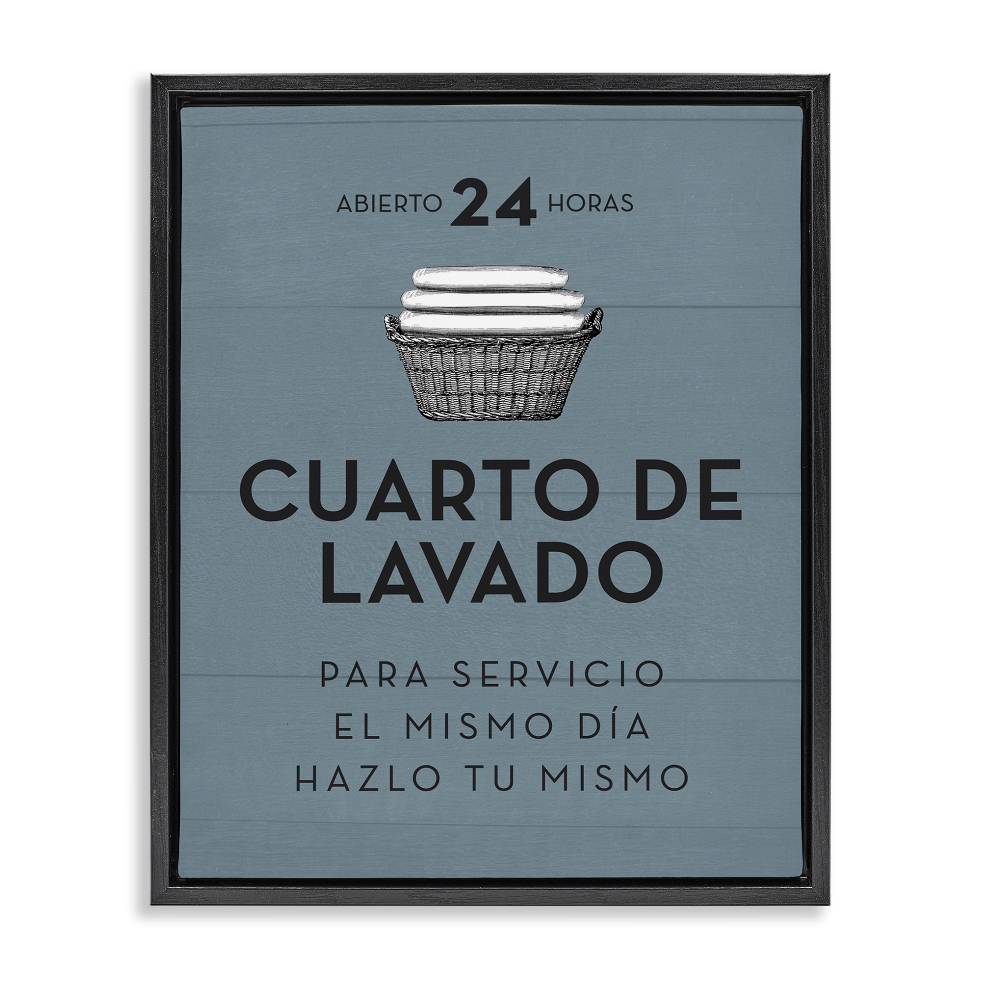Stupell Industries Publicidad Día de Lavandería, Azul Bath & Laundry Painting Black Floater Framed Art Print Wall Art, 25 x 31