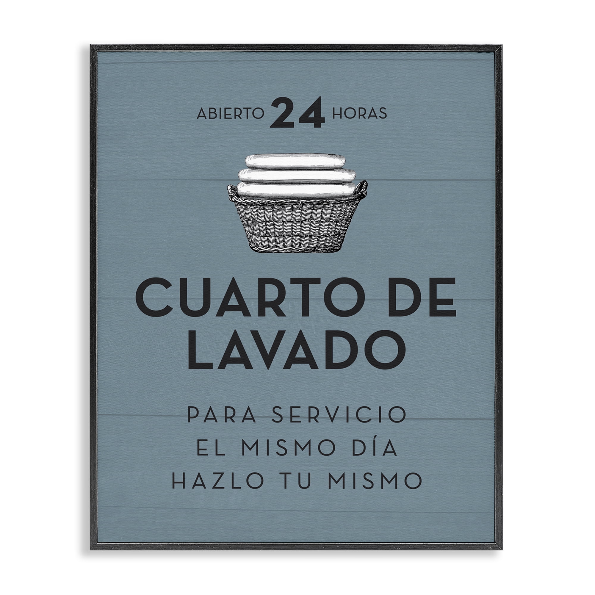 Stupell Industries Publicidad Día de Lavandería, Azul Bath & Laundry Painting Black Framed Art Print Wall Art, 24 x 30