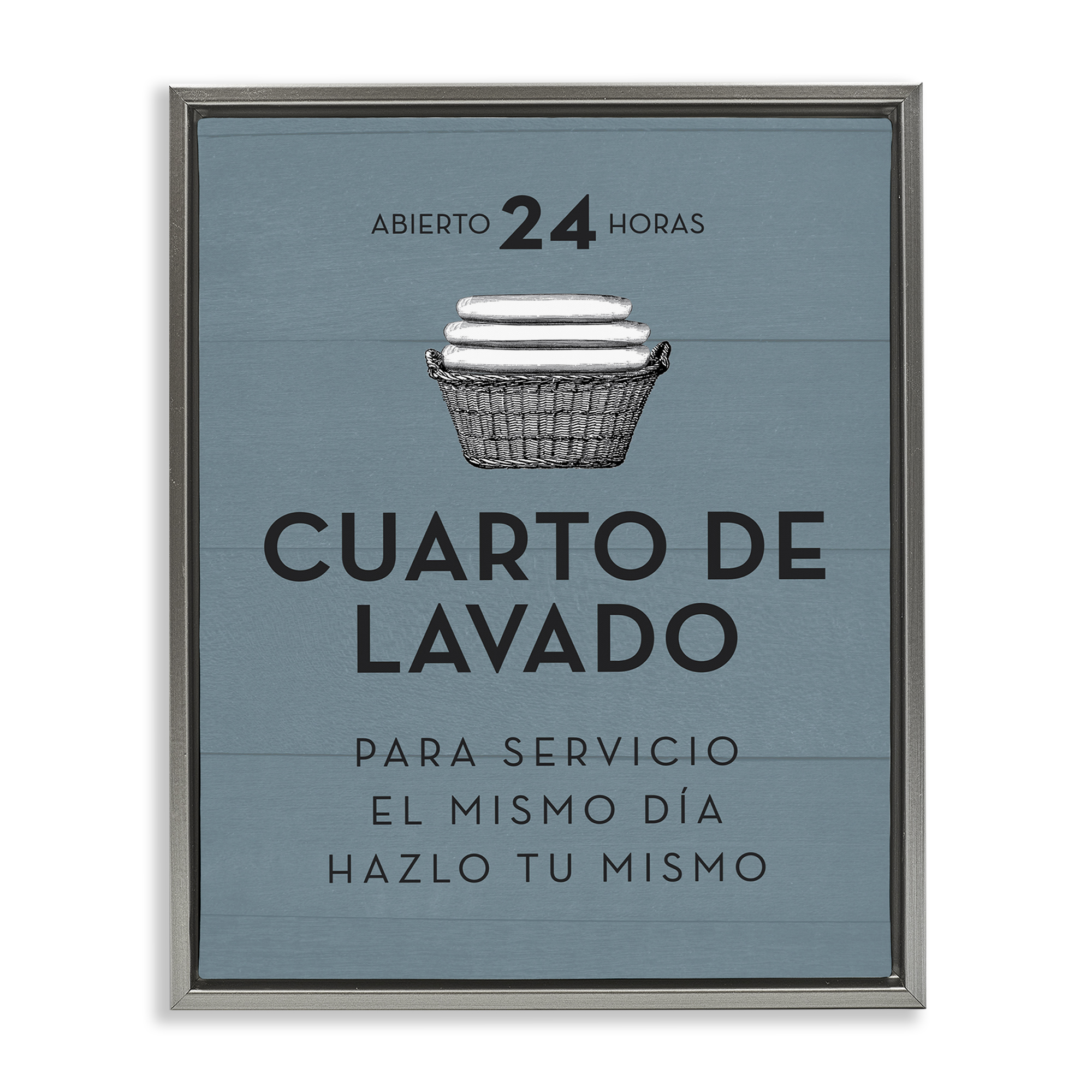 Stupell Industries Publicidad Día de Lavandería, Azul Bath & Laundry Painting Gray Floater Framed Art Print Wall Art, 17 x 21
