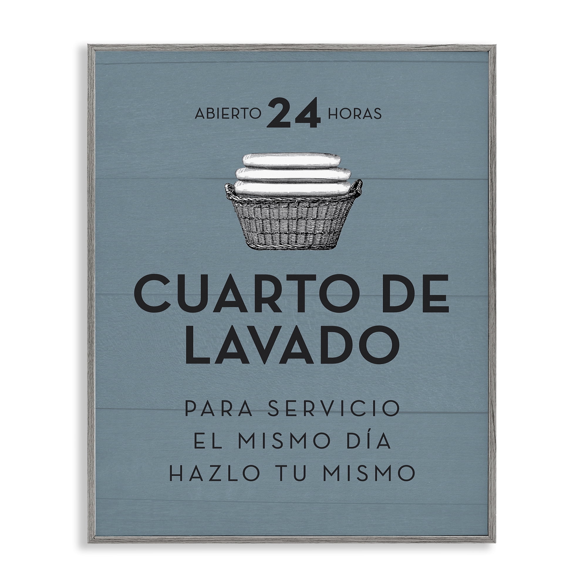 Stupell Industries Publicidad Día de Lavandería, Azul Bath & Laundry Painting Gray Framed Art Print Wall Art, 11 x 14