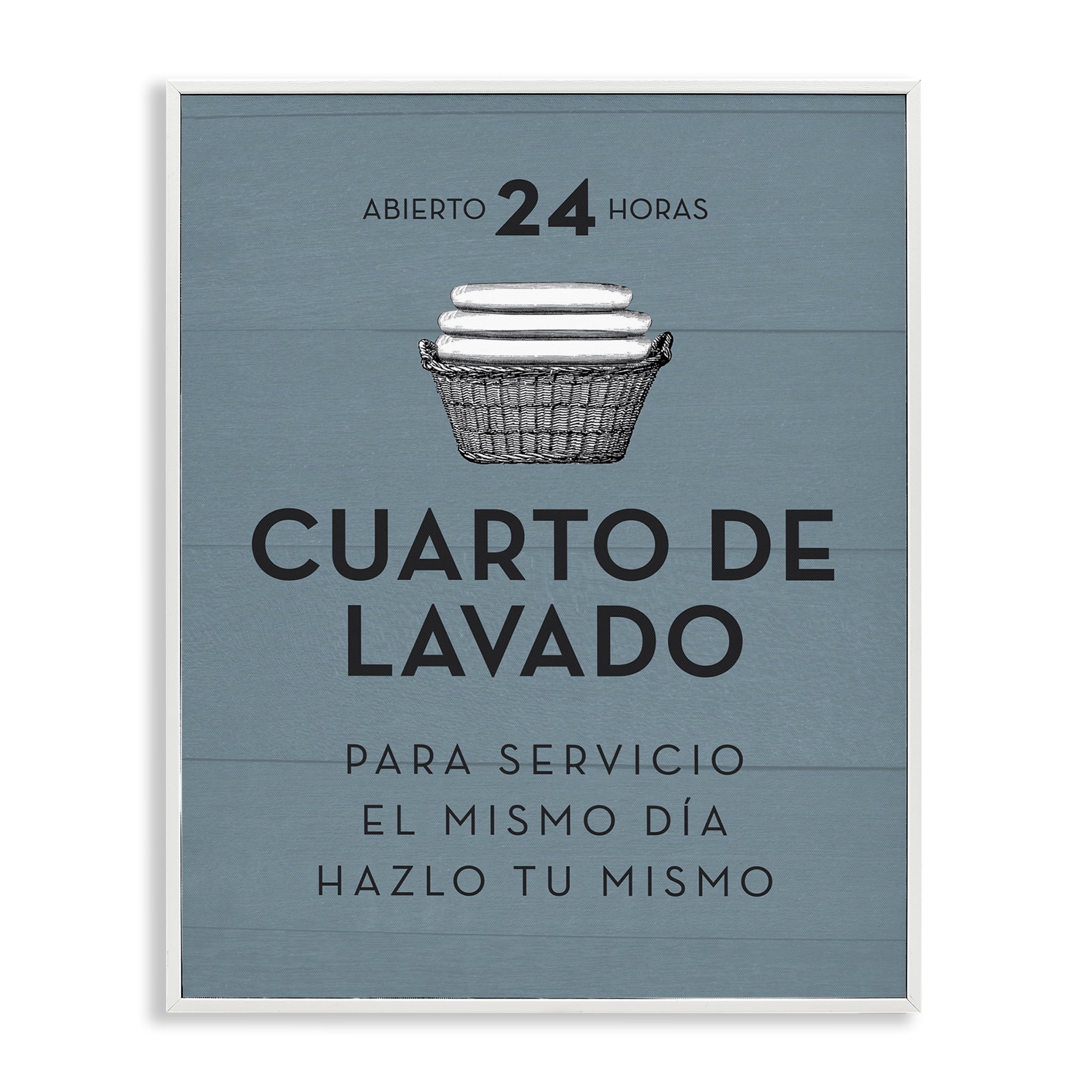 Stupell Industries Publicidad Día de Lavandería, Azul Bath & Laundry Painting White Framed Art Print Wall Art, 11 x 14