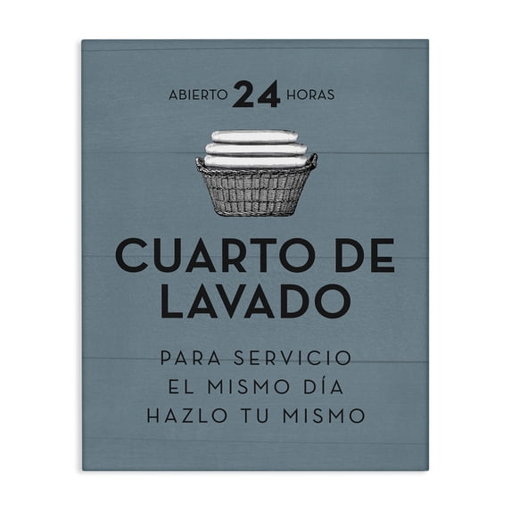Stupell Industries Publicidad Día de Lavandería, Azul Bath & Laundry Painting Wrapped Canvas Art Print Wall Art, 36 x 48