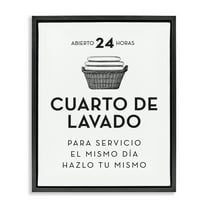 Stupell Industries Publicidad Día de Lavandería Bath & Laundry Painting Black Floater Framed Art Print Wall Art, 17 x 21