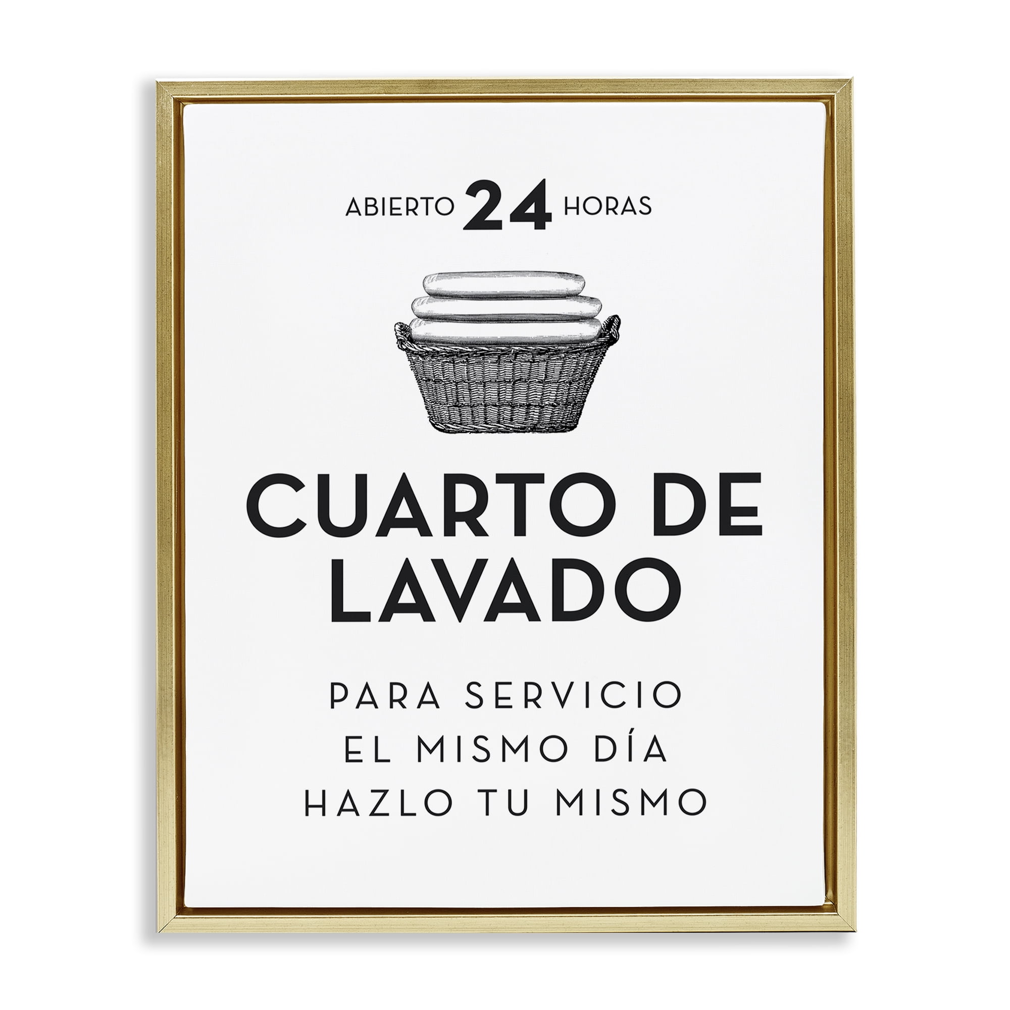 Stupell Industries Publicidad Día de Lavandería Bath & Laundry Painting Gold Floater Framed Art Print Wall Art, 17 x 21