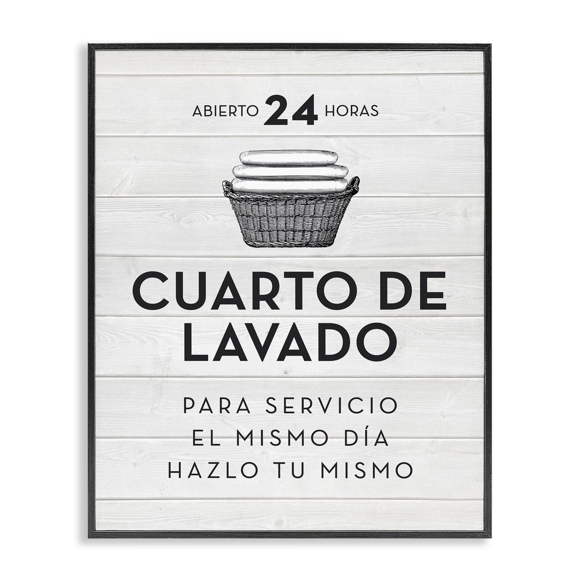 Stupell Industries Publicidad Día de Lavandería, Blanco Bath & Laundry Painting Black Framed Art Print Wall Art, 11 x 14