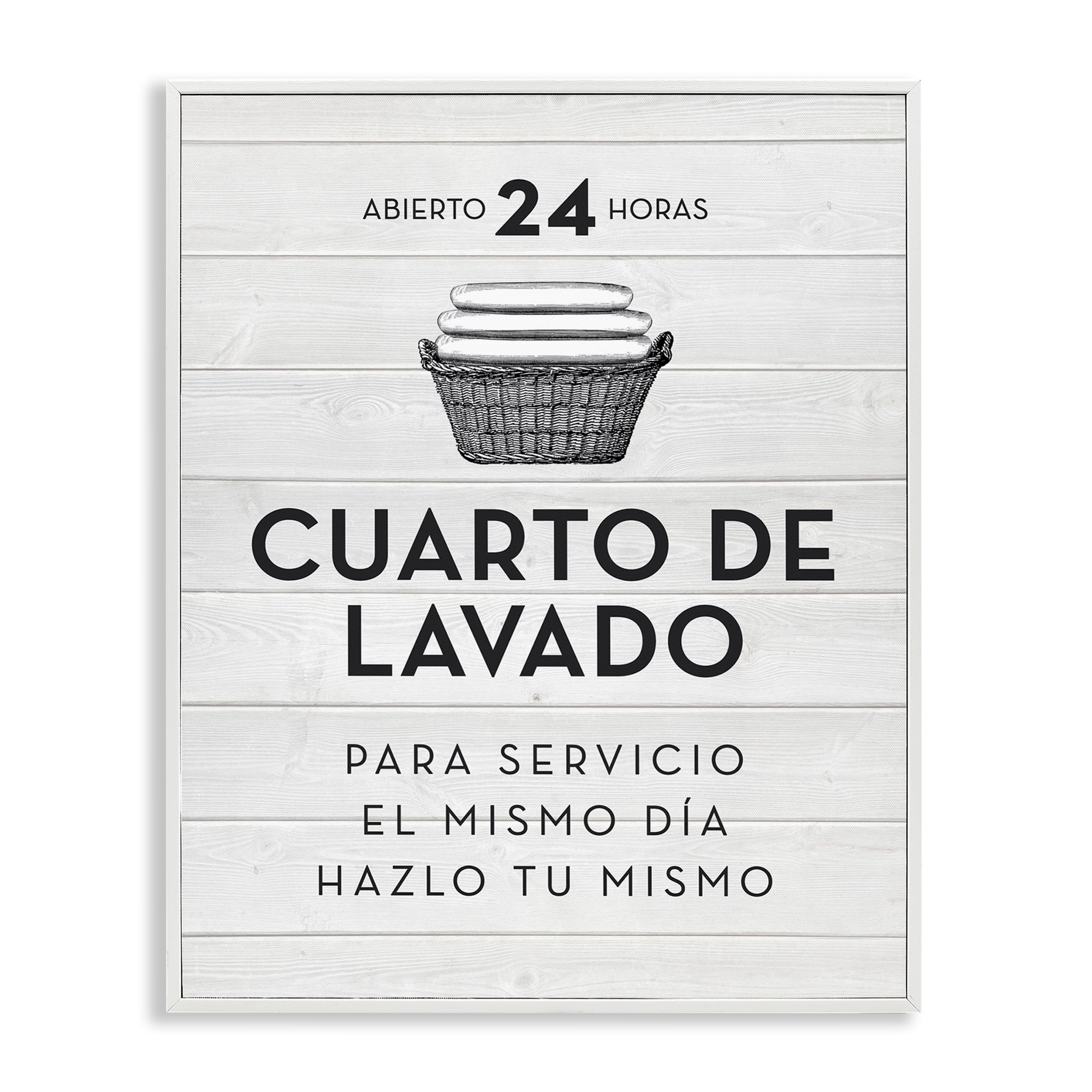 Stupell Industries Publicidad Día de Lavandería, Blanco Bath & Laundry Painting White Framed Art Print Wall Art, 11 x 14