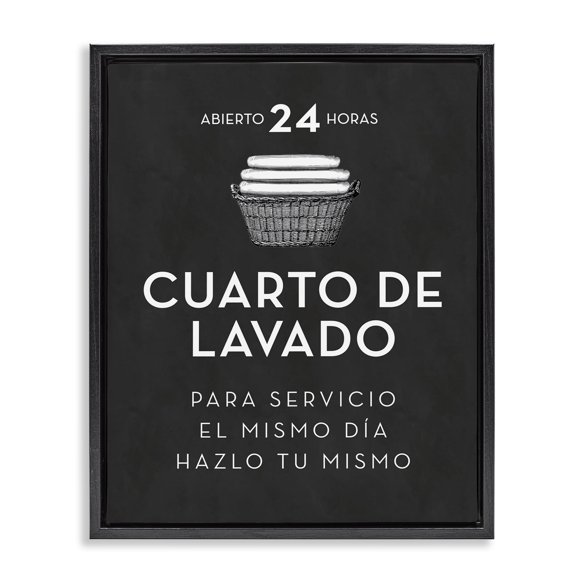 Stupell Industries Publicidad Día de Lavandería, Negro Bath & Laundry Painting Black Floater Framed Art Print Wall Art, 17 x 21