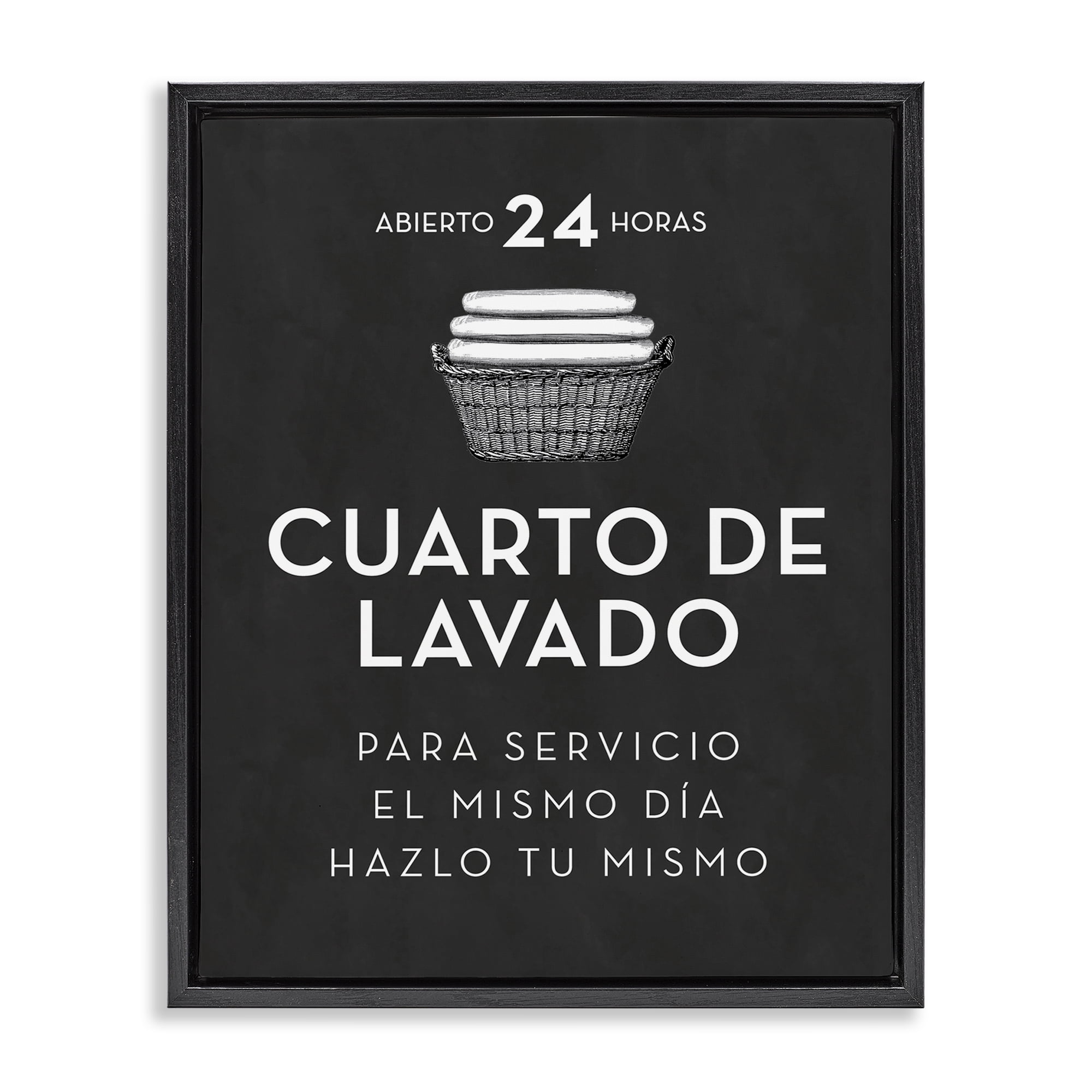 Stupell Industries Publicidad Día de Lavandería, Negro Bath & Laundry Painting Black Floater Framed Art Print Wall Art, 25 x 31