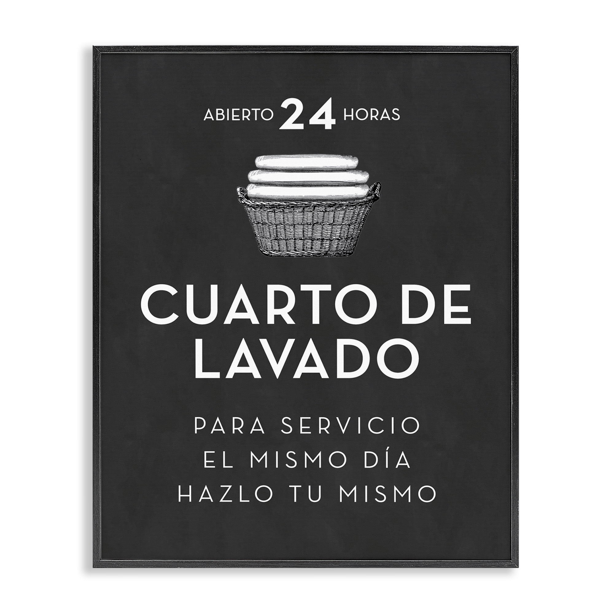 Stupell Industries Publicidad Día de Lavandería, Negro Bath & Laundry Painting Black Framed Art Print Wall Art, 24 x 30