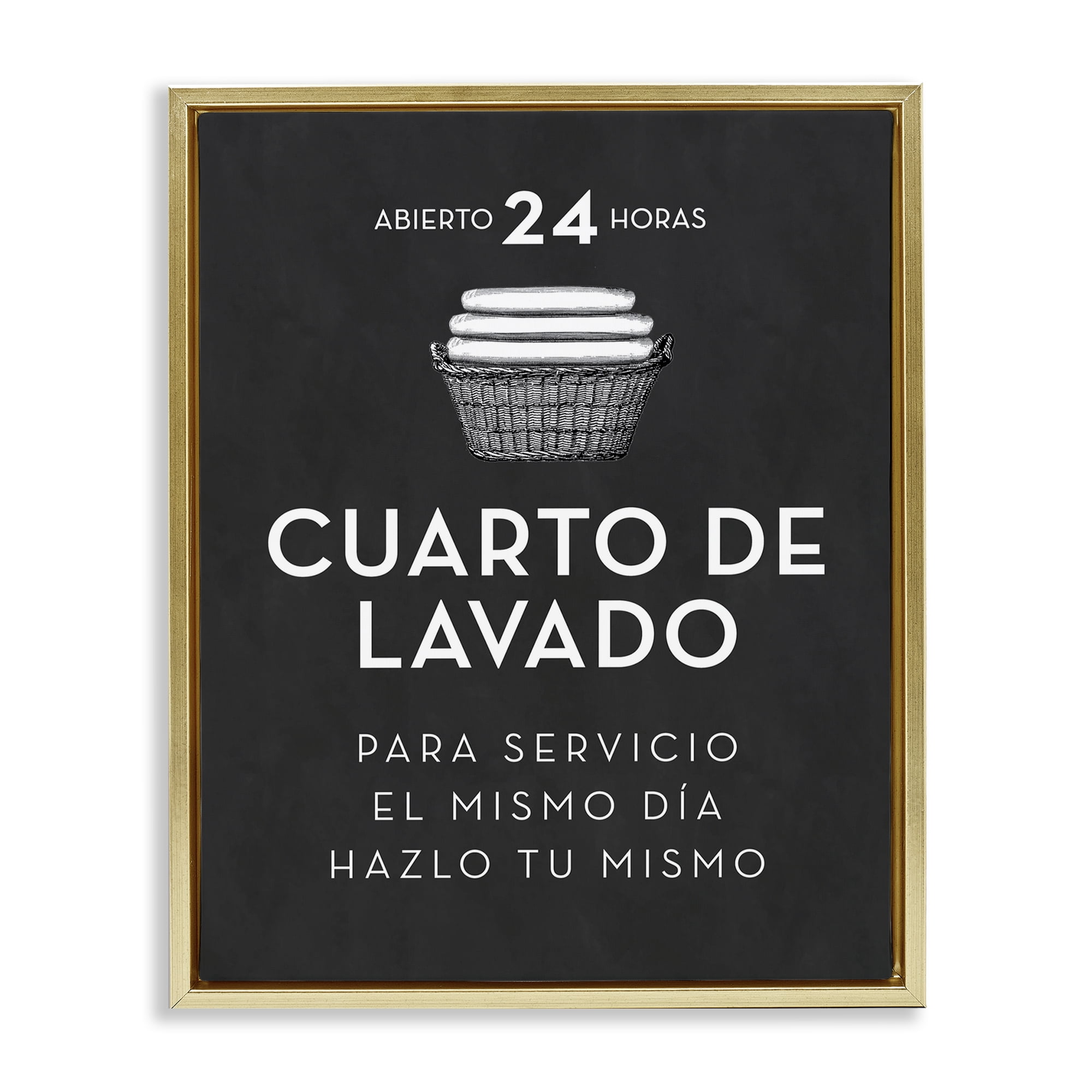 Stupell Industries Publicidad Día de Lavandería, Negro Bath & Laundry Painting Gold Floater Framed Art Print Wall Art, 17 x 21