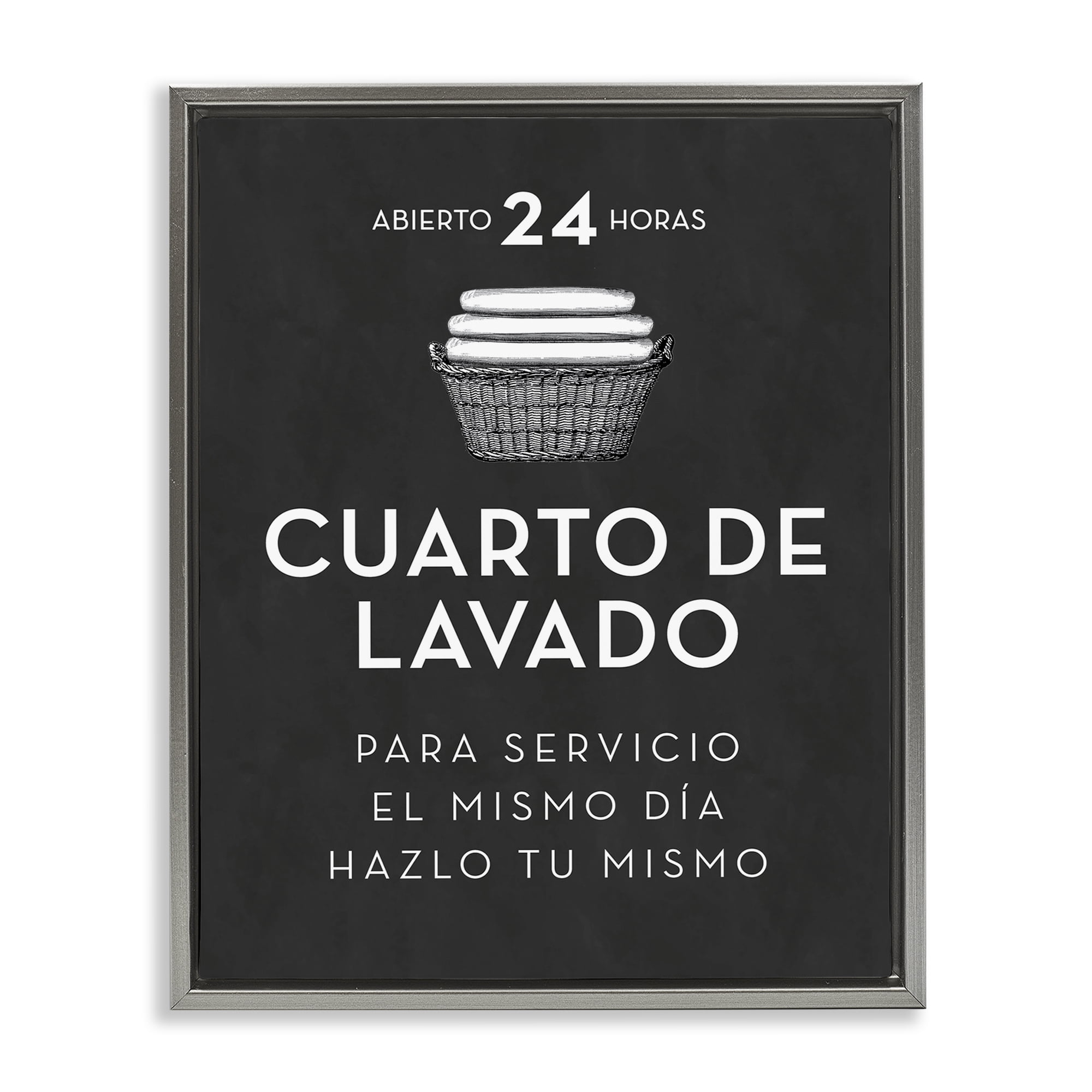 Stupell Industries Publicidad Día de Lavandería, Negro Bath & Laundry Painting Gray Floater Framed Art Print Wall Art, 25 x 31