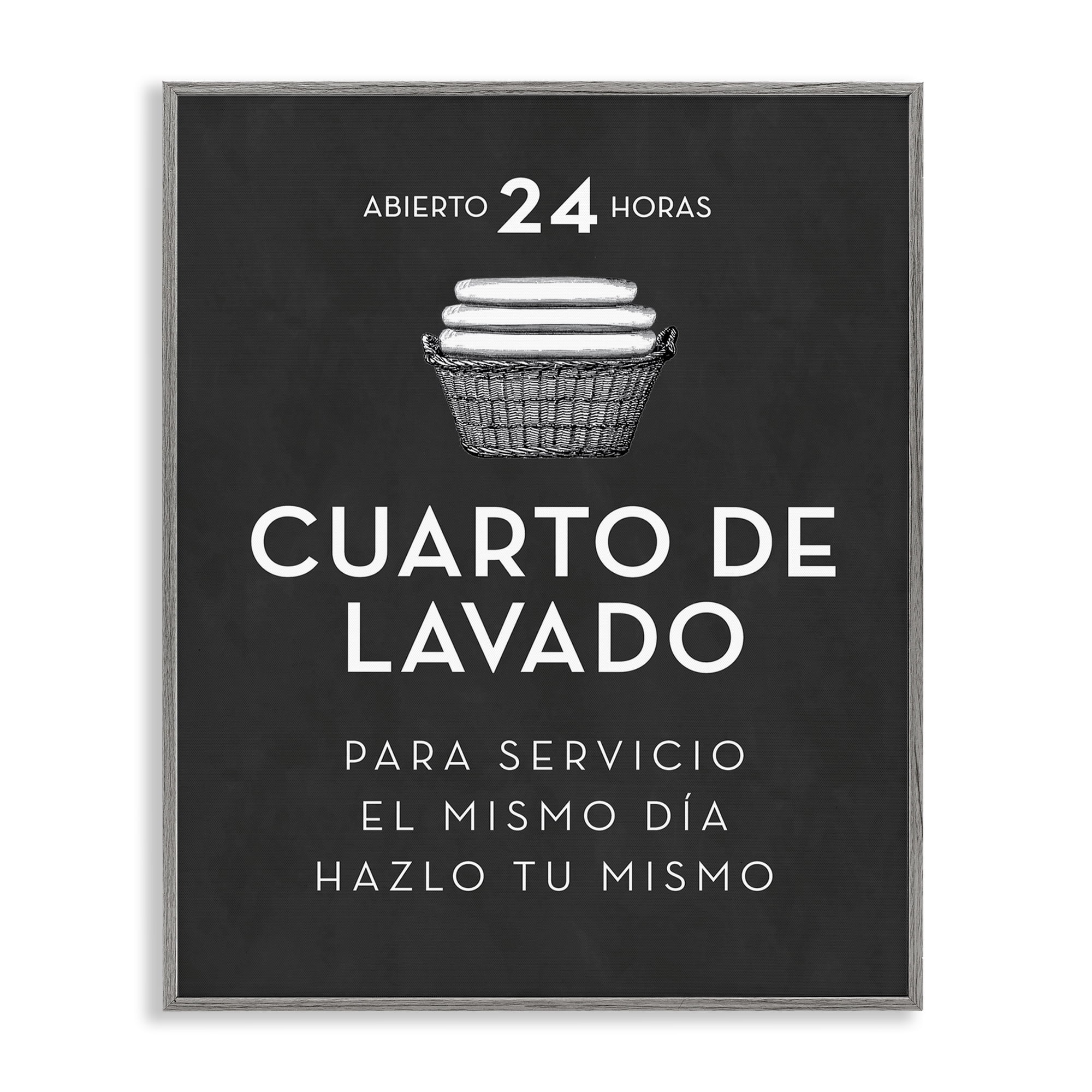 Stupell Industries Publicidad Día de Lavandería, Negro Bath & Laundry Painting Gray Framed Art Print Wall Art, 24 x 30