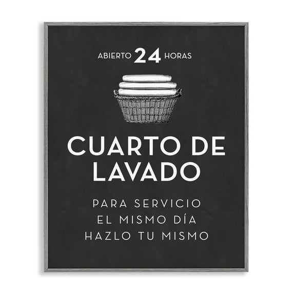 Stupell Industries Farmhouse Publicidad Día de Lavandería, Negro Gray Framed Giclee Art, 24 x 30, by Lettered and Lined
